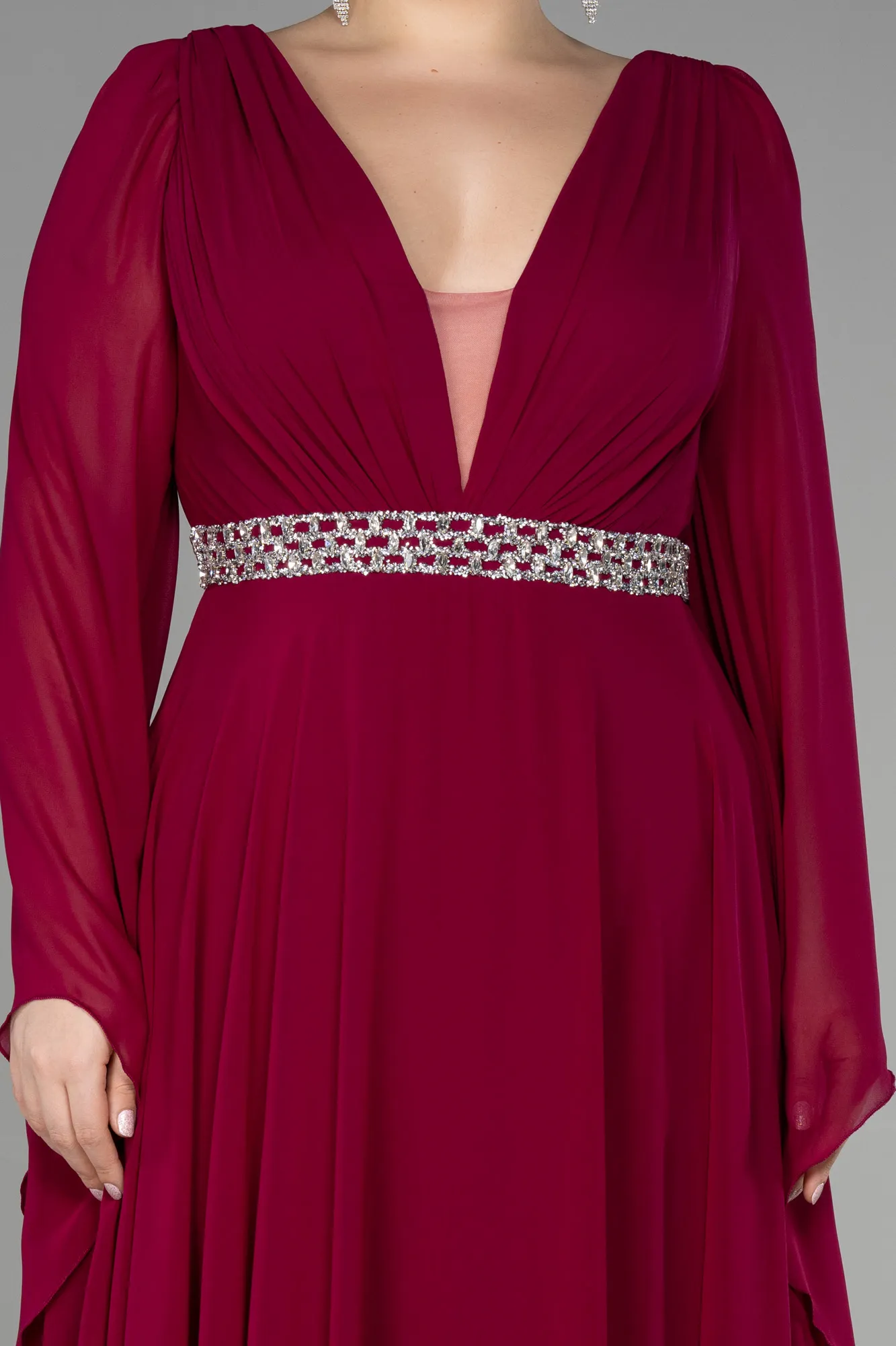 Fuchsia-Long Chiffon Plus Size Evening Dress ABU3543