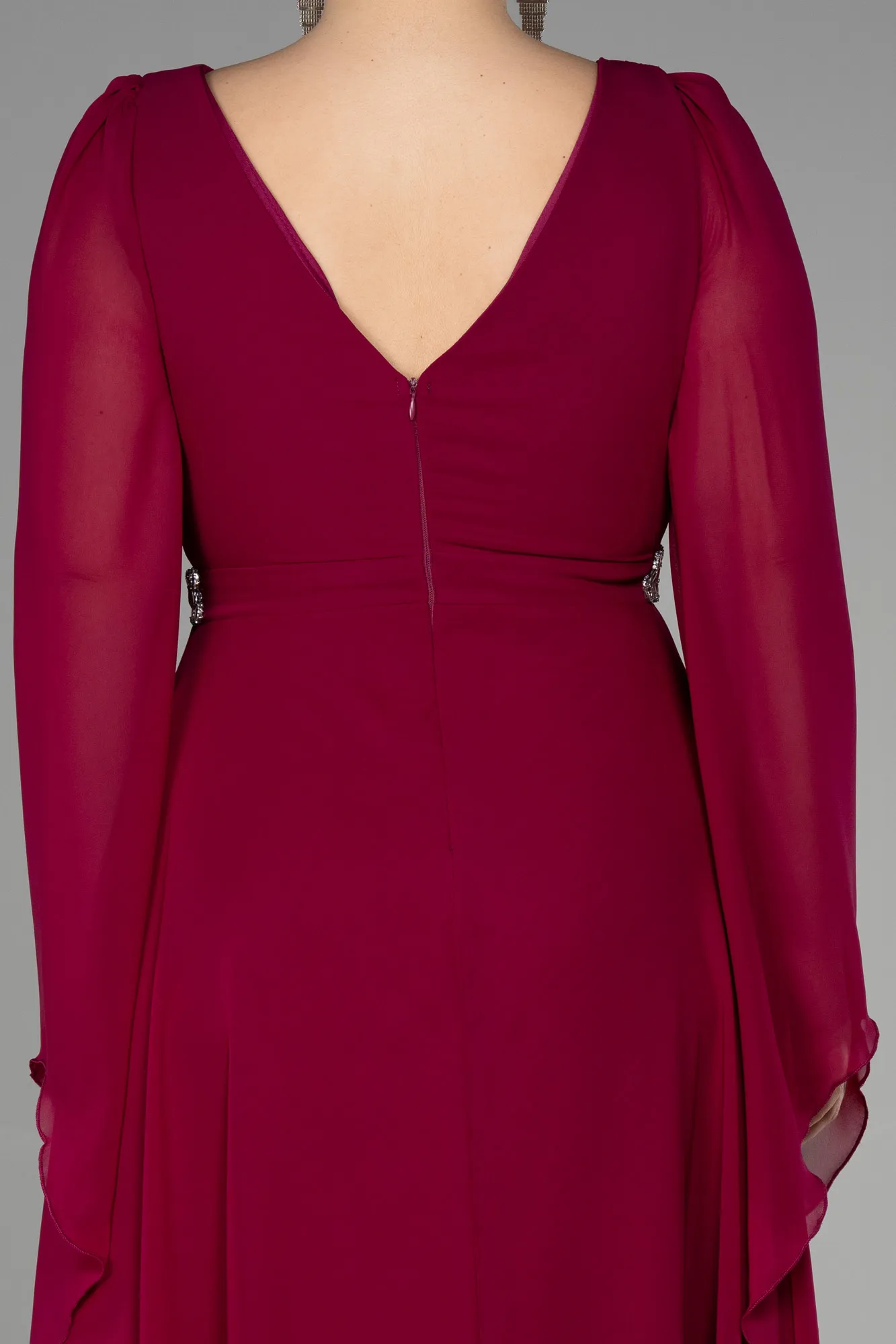 Fuchsia-Long Chiffon Plus Size Evening Dress ABU3543