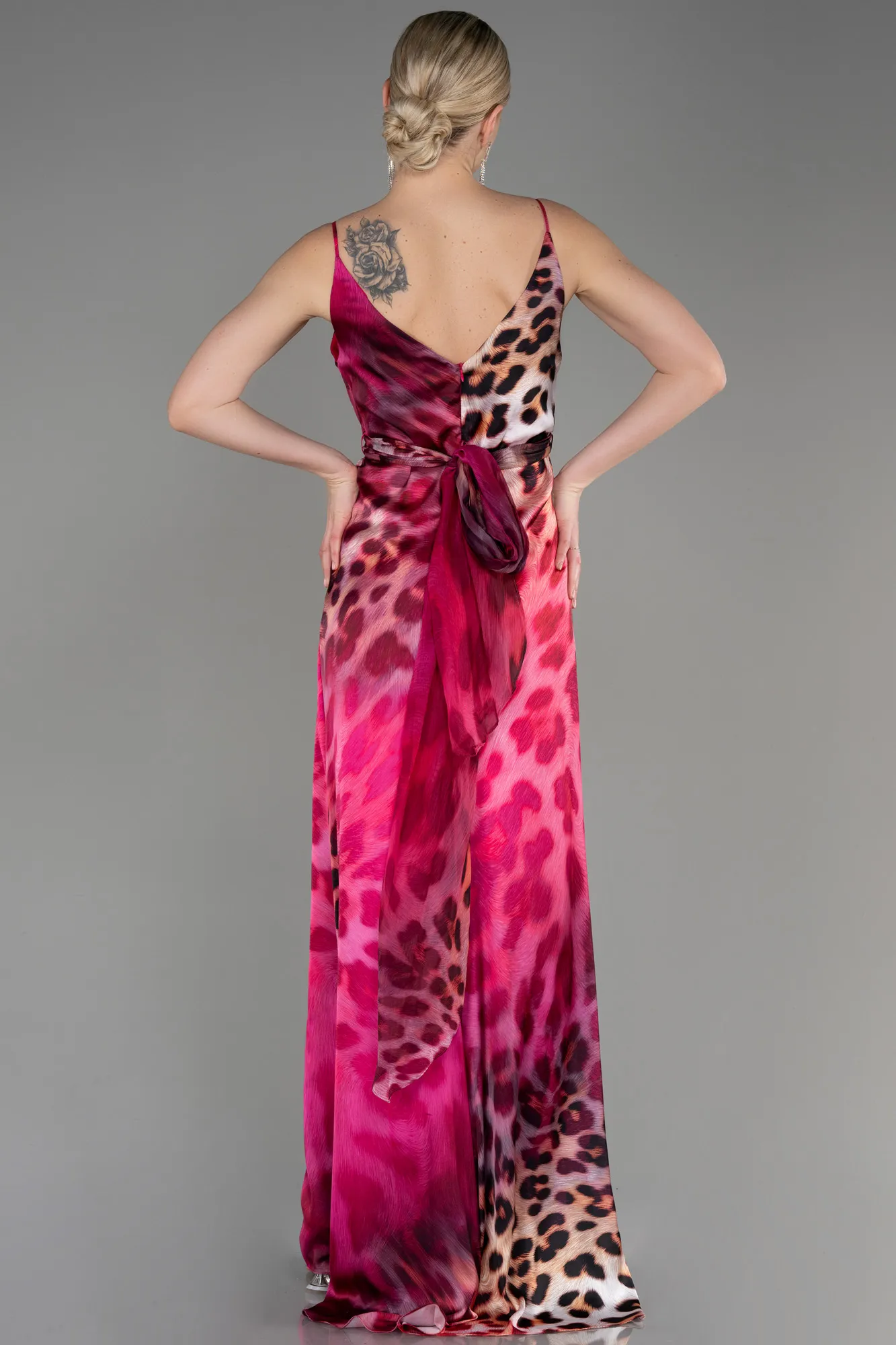 Fuchsia-Long Chiffon Prom Gown ABU3758