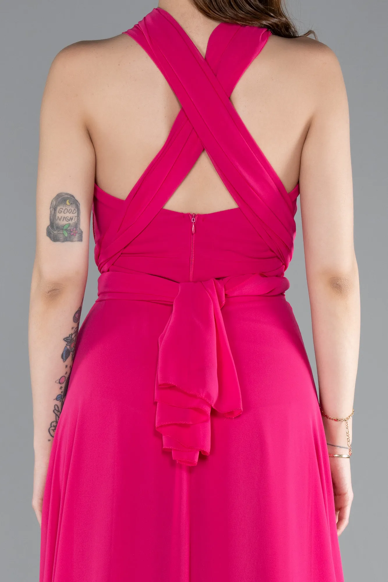 Fuchsia-Long Chiffon Prom Gown ABU4965