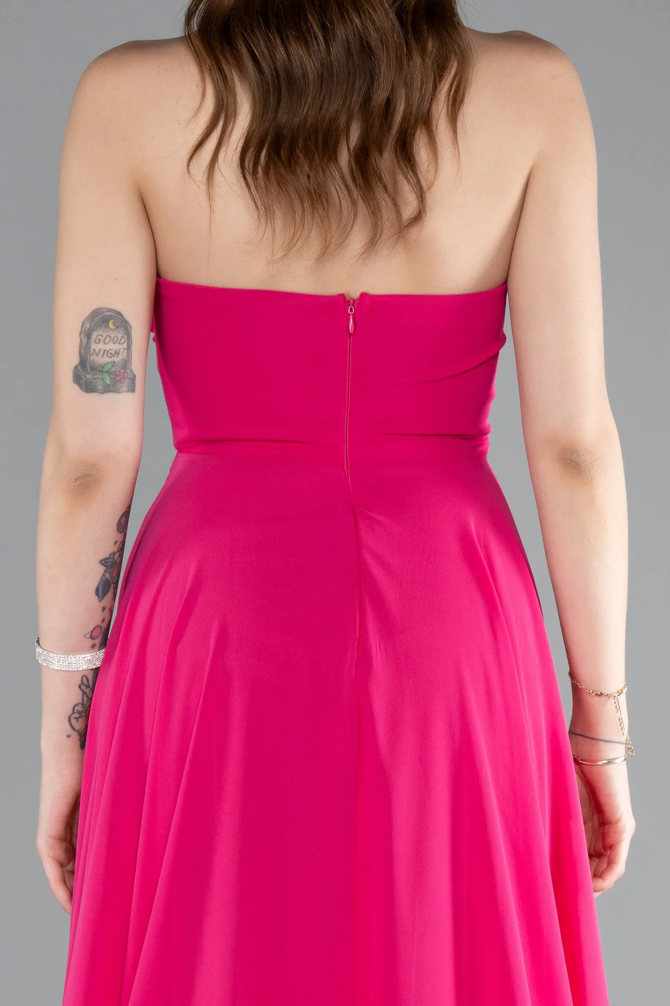 Fuchsia-Long Chiffon Prom Gown ABU4966