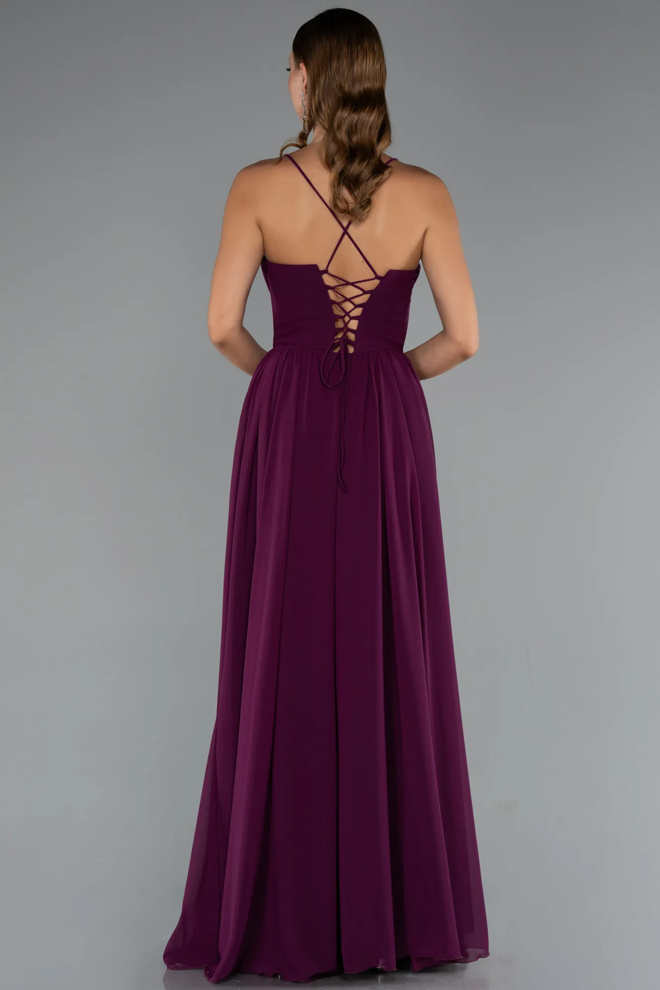 Fuchsia-Long Chiffon Prom Gown ABU5223