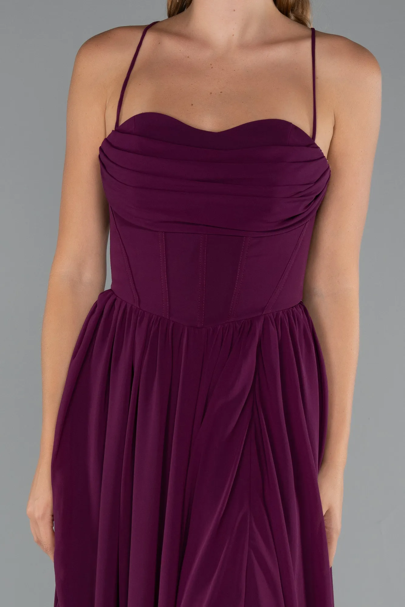 Fuchsia-Long Chiffon Prom Gown ABU5223