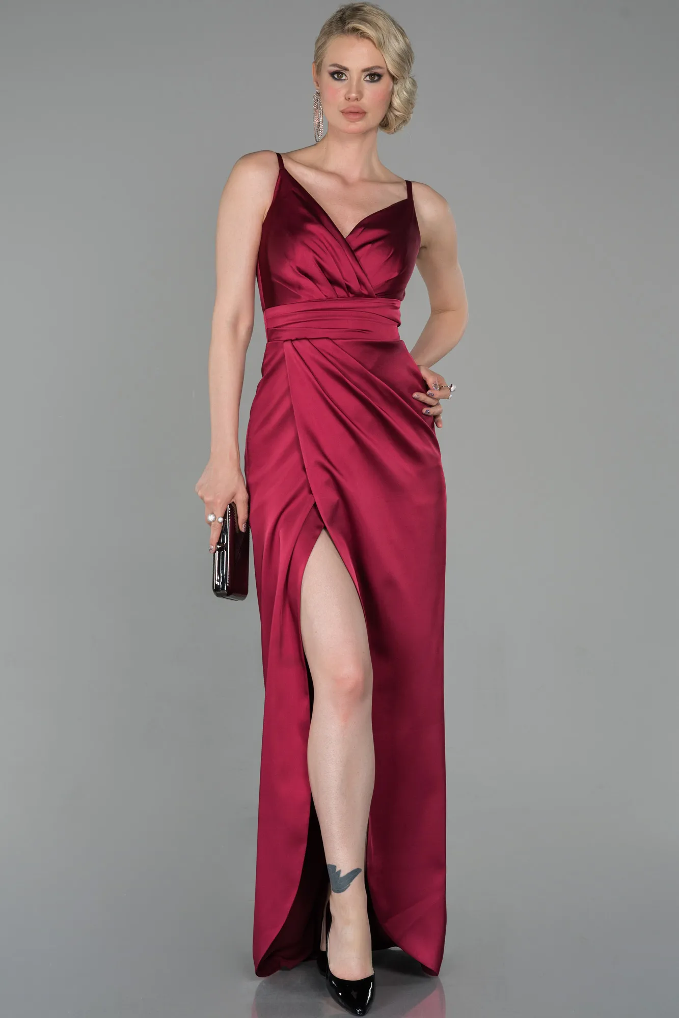 Fuchsia-Long Engagement Dress ABU564