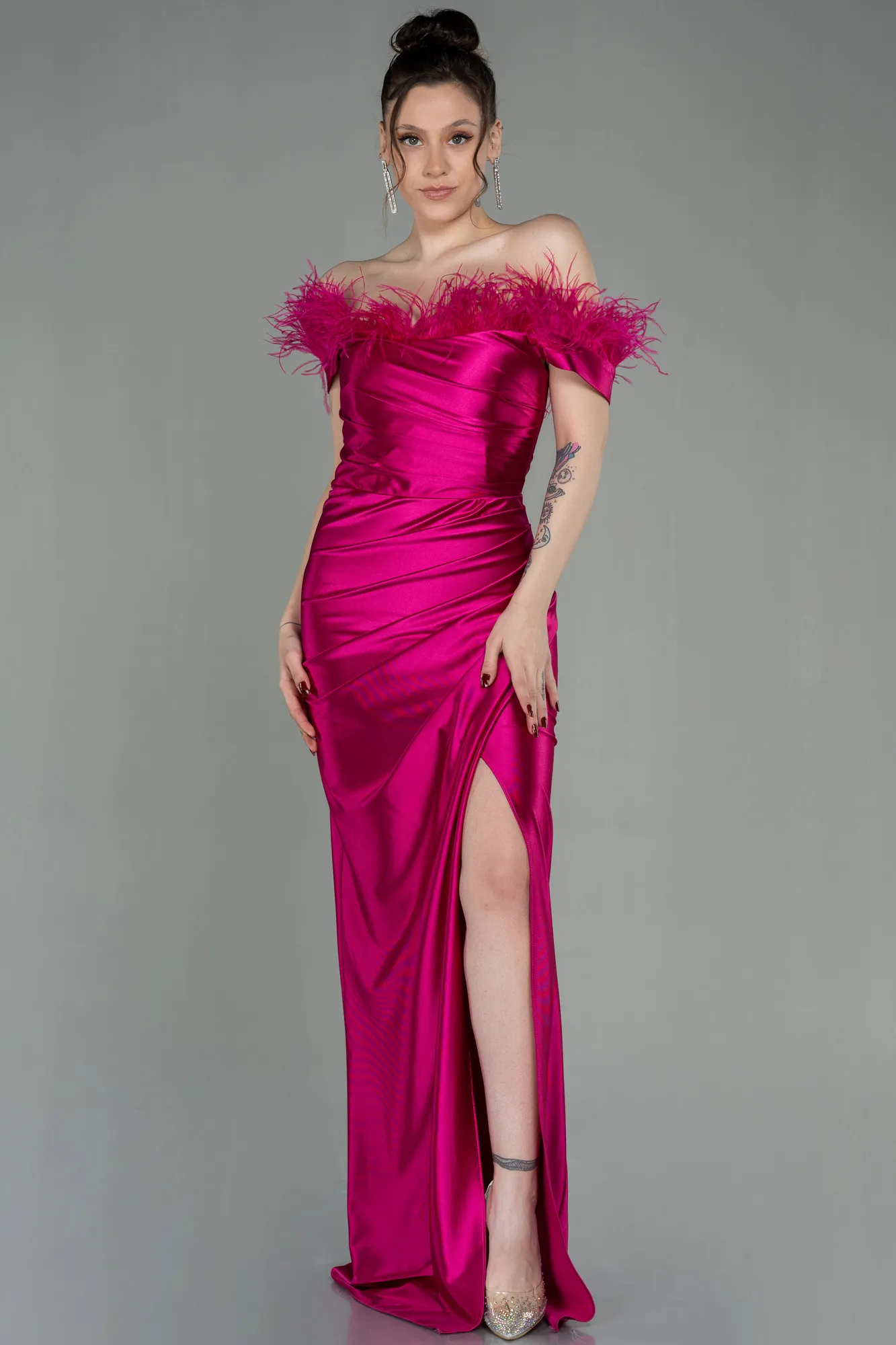 Fuchsia-Long Evening Dress ABU2957