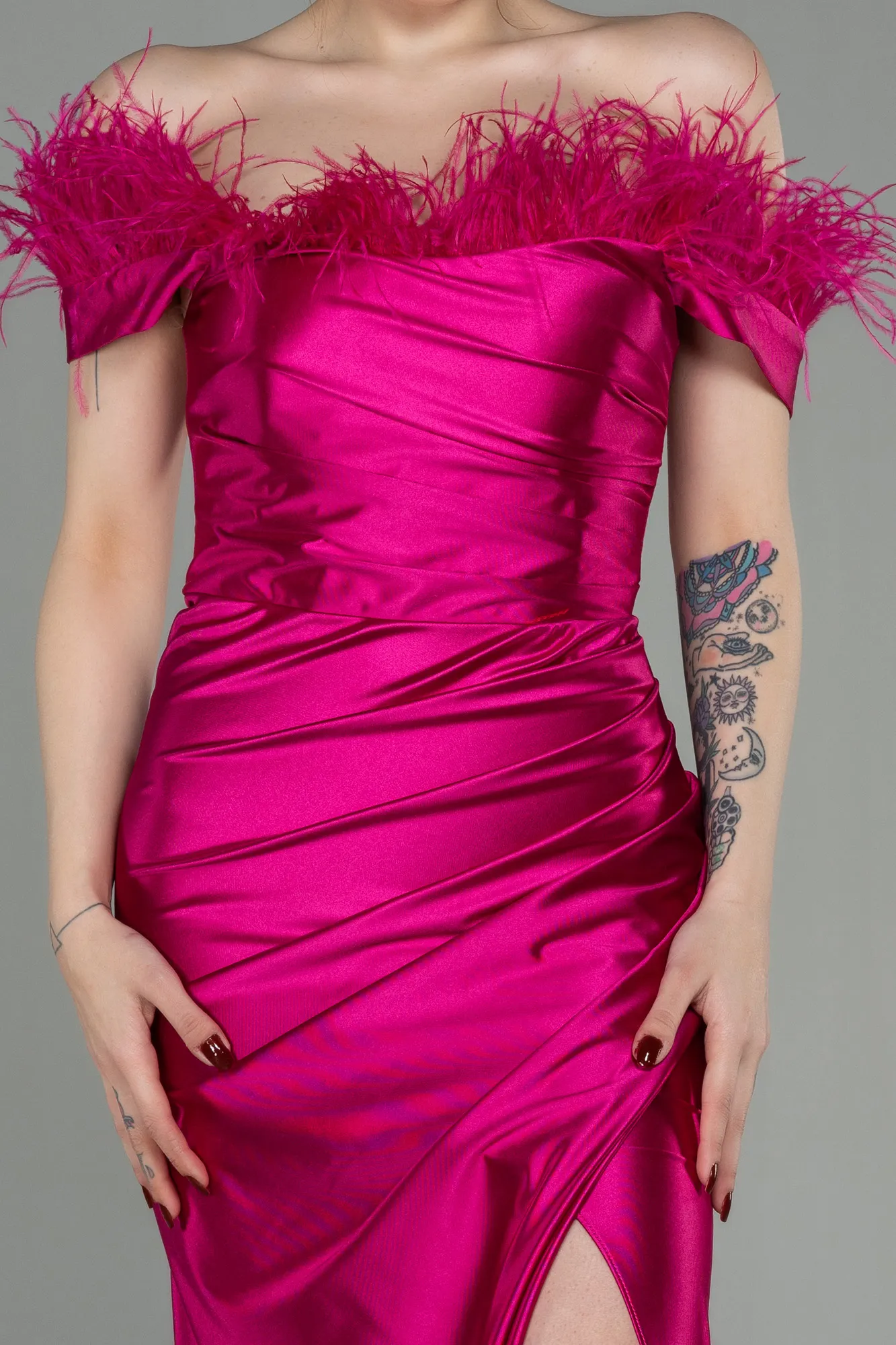 Fuchsia-Long Evening Dress ABU2957