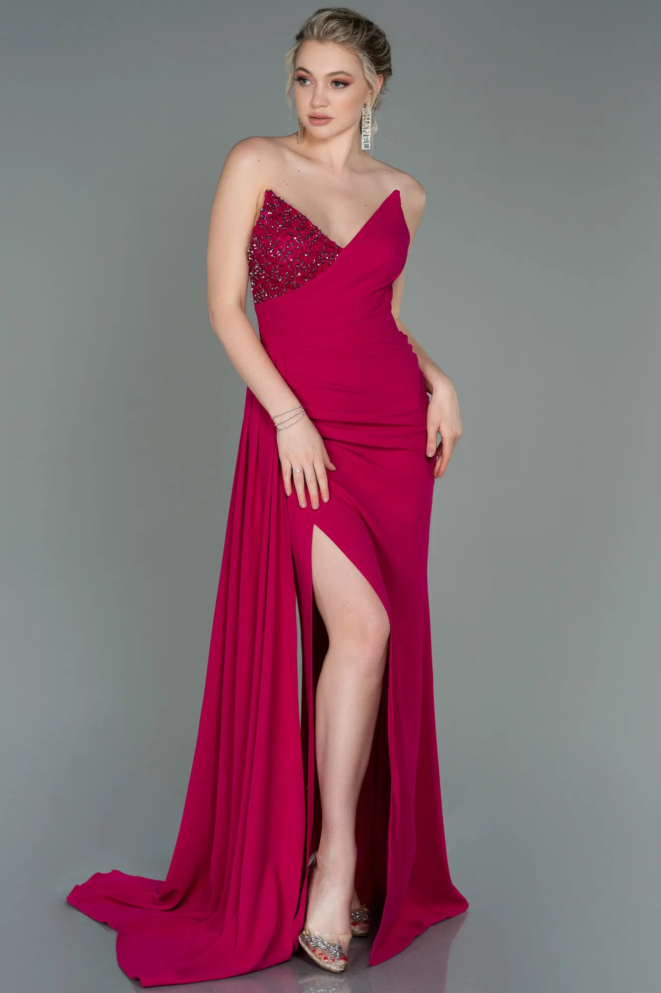 Fuchsia-Long Evening Dress ABU3069