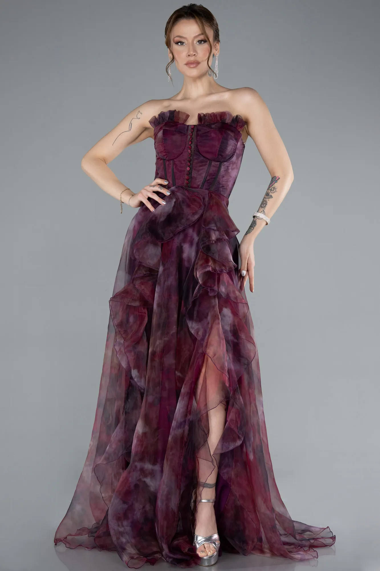 Fuchsia-Long Evening Dress ABU3360