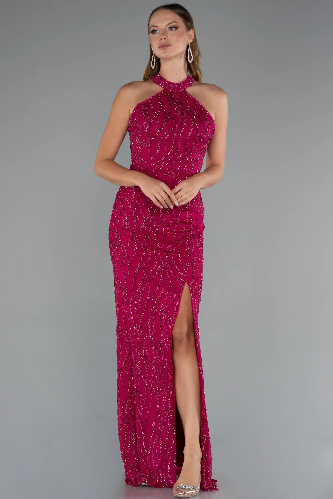 Fuchsia-Long Evening Dress ABU5213
