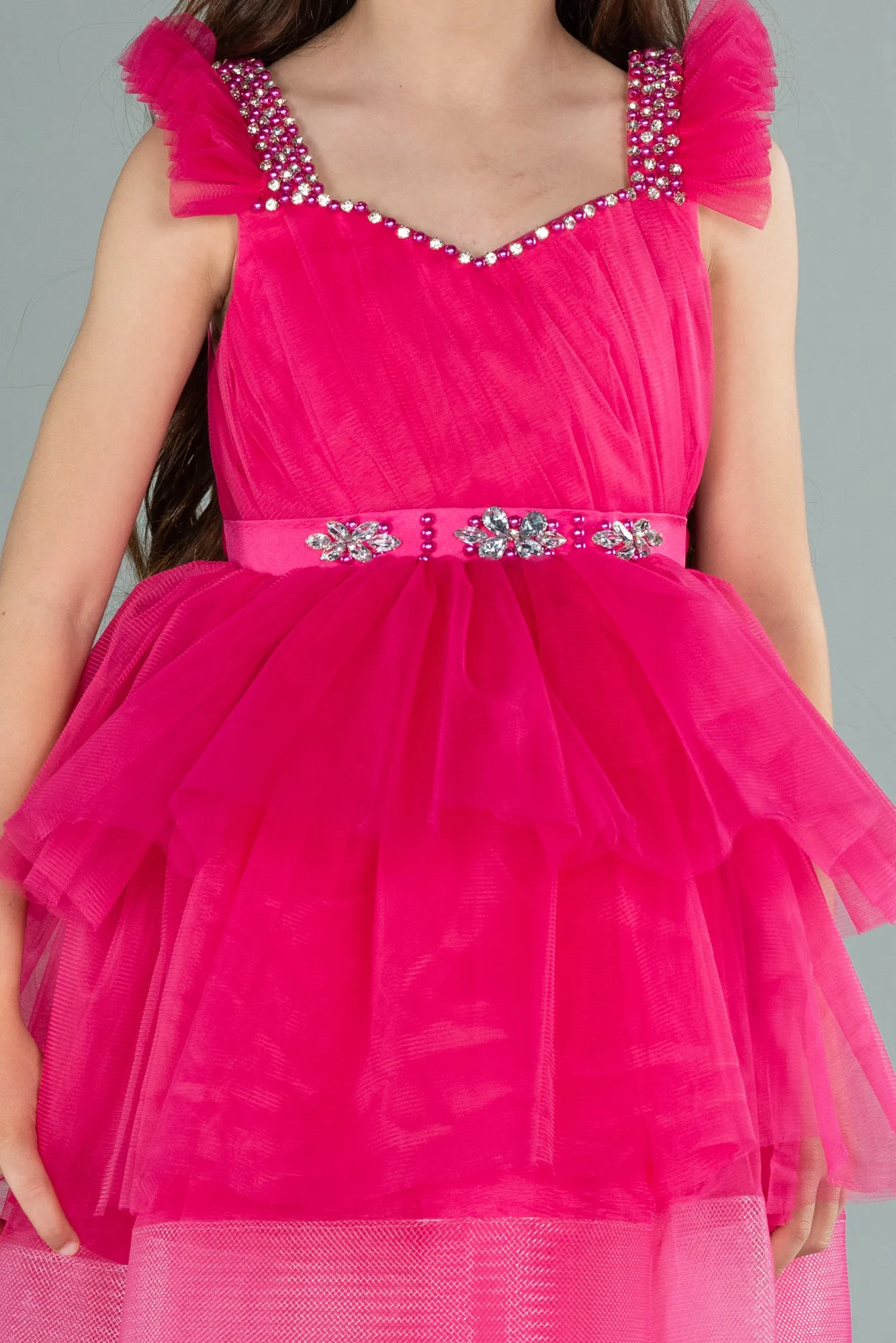 Fuchsia-Long Girl Dress ABU2290