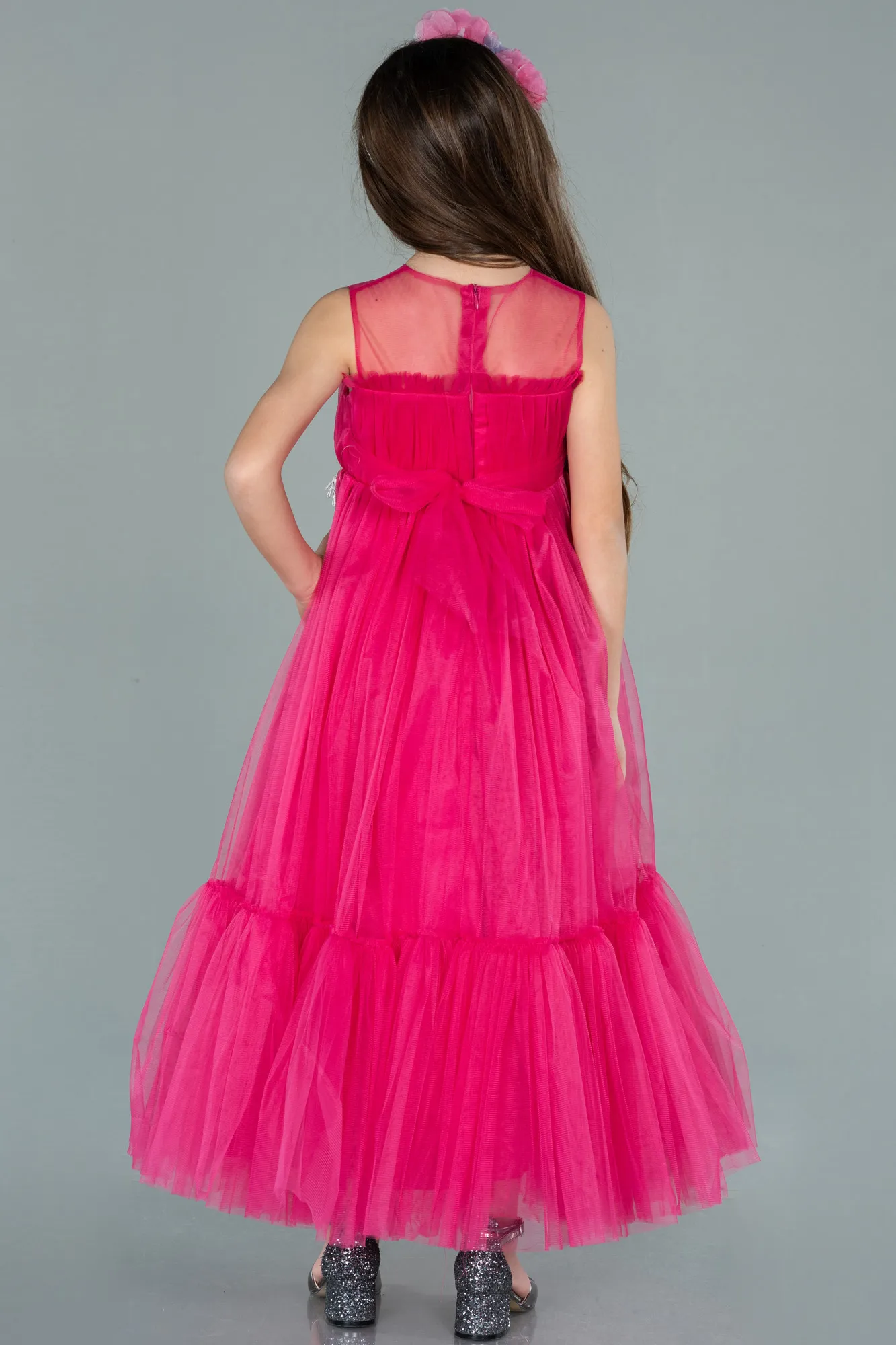 Fuchsia-Long Girl Dress ABU2291