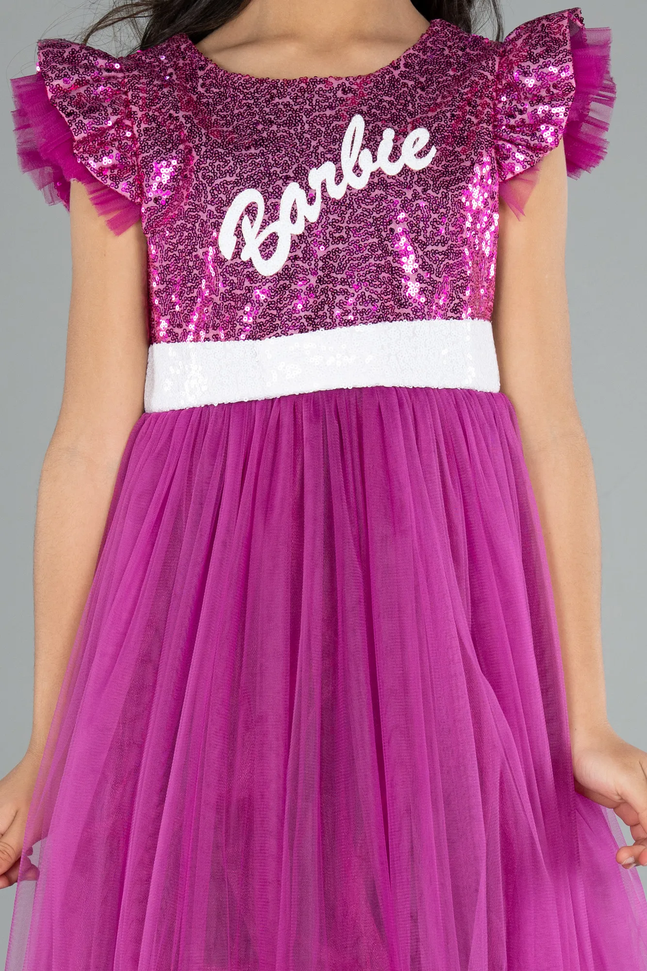 Fuchsia-Long Girl Dress ABU4031