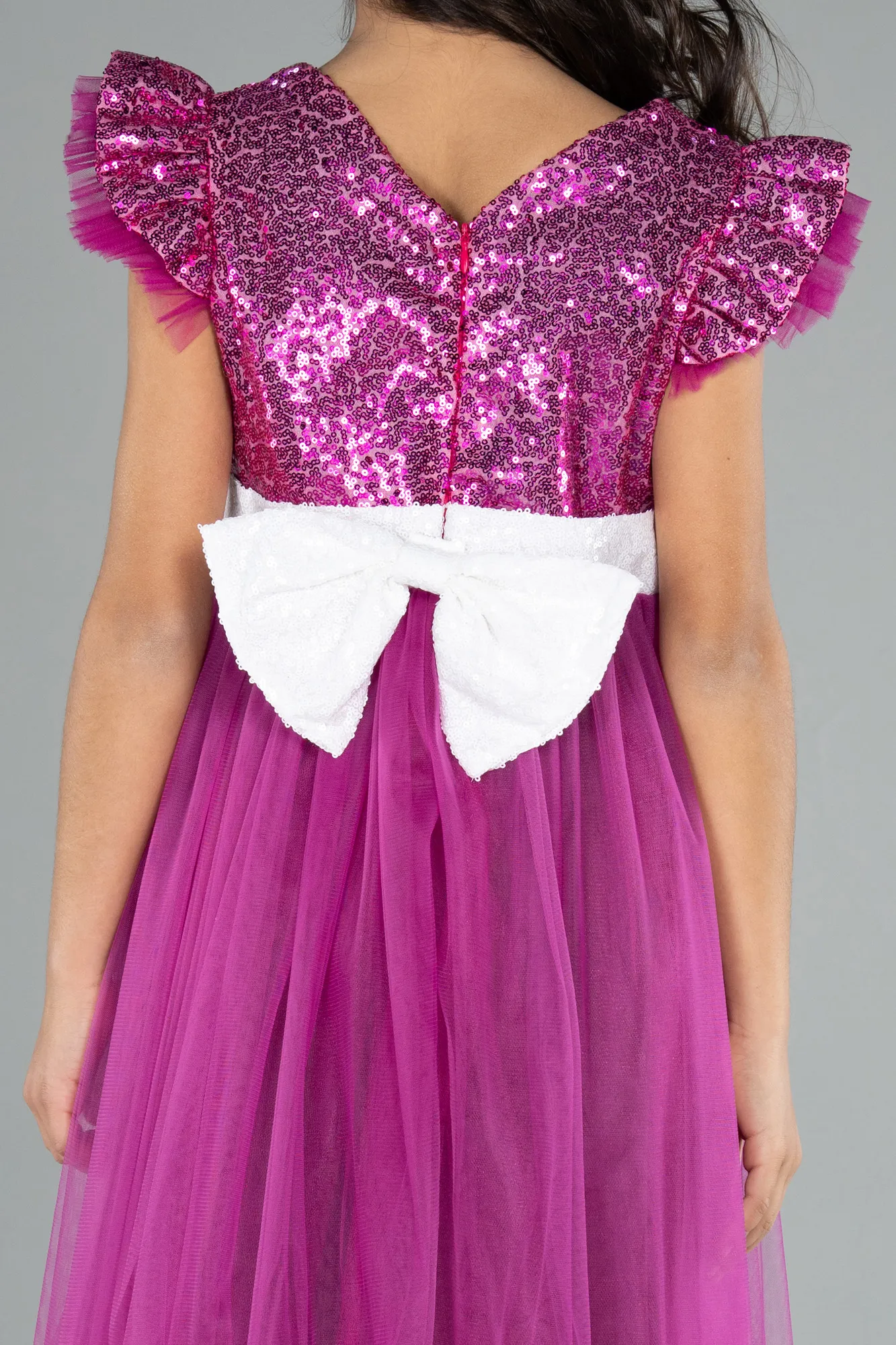 Fuchsia-Long Girl Dress ABU4031