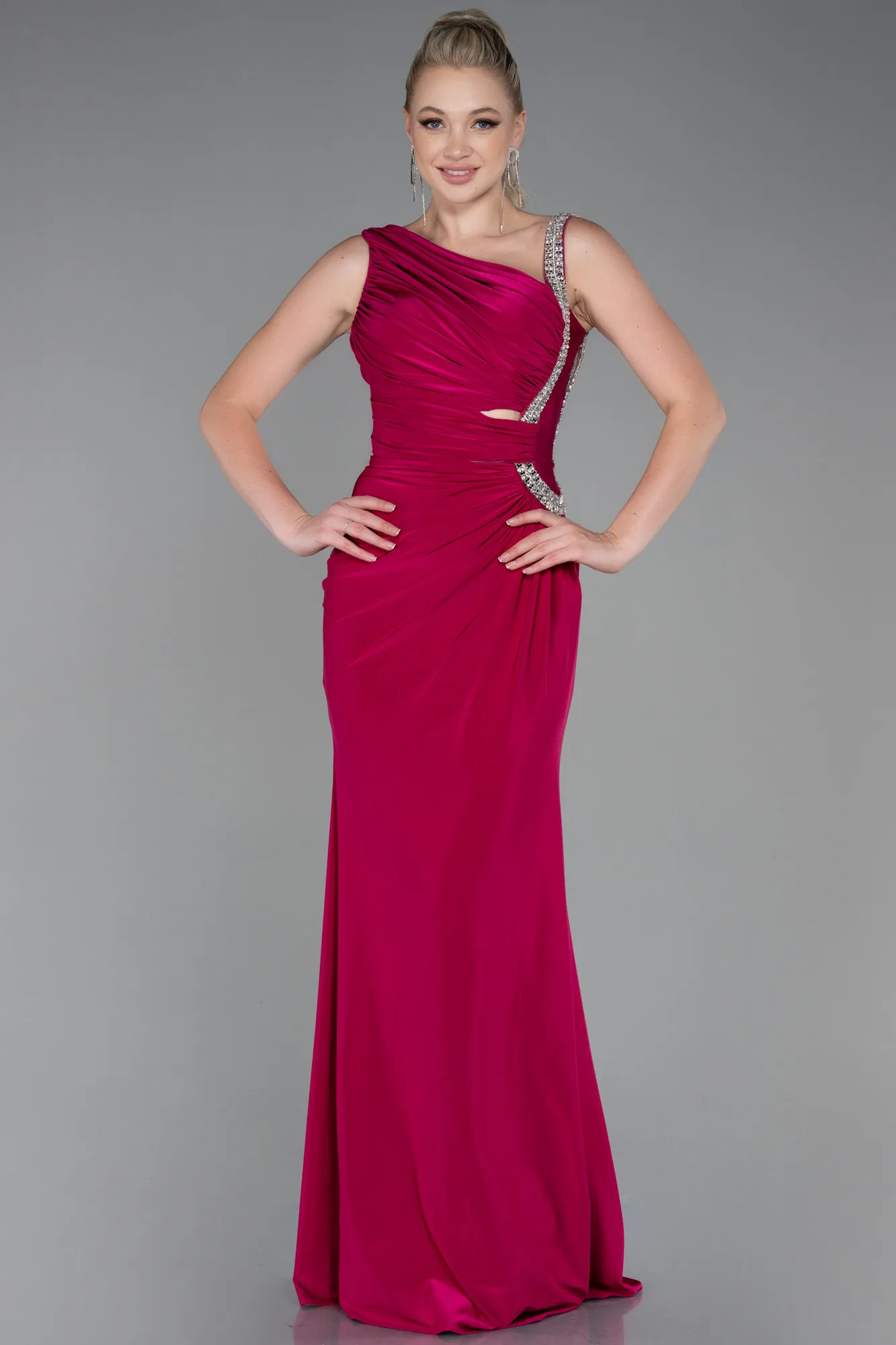 Fuchsia-Long Mermaid Evening Dress ABU3206