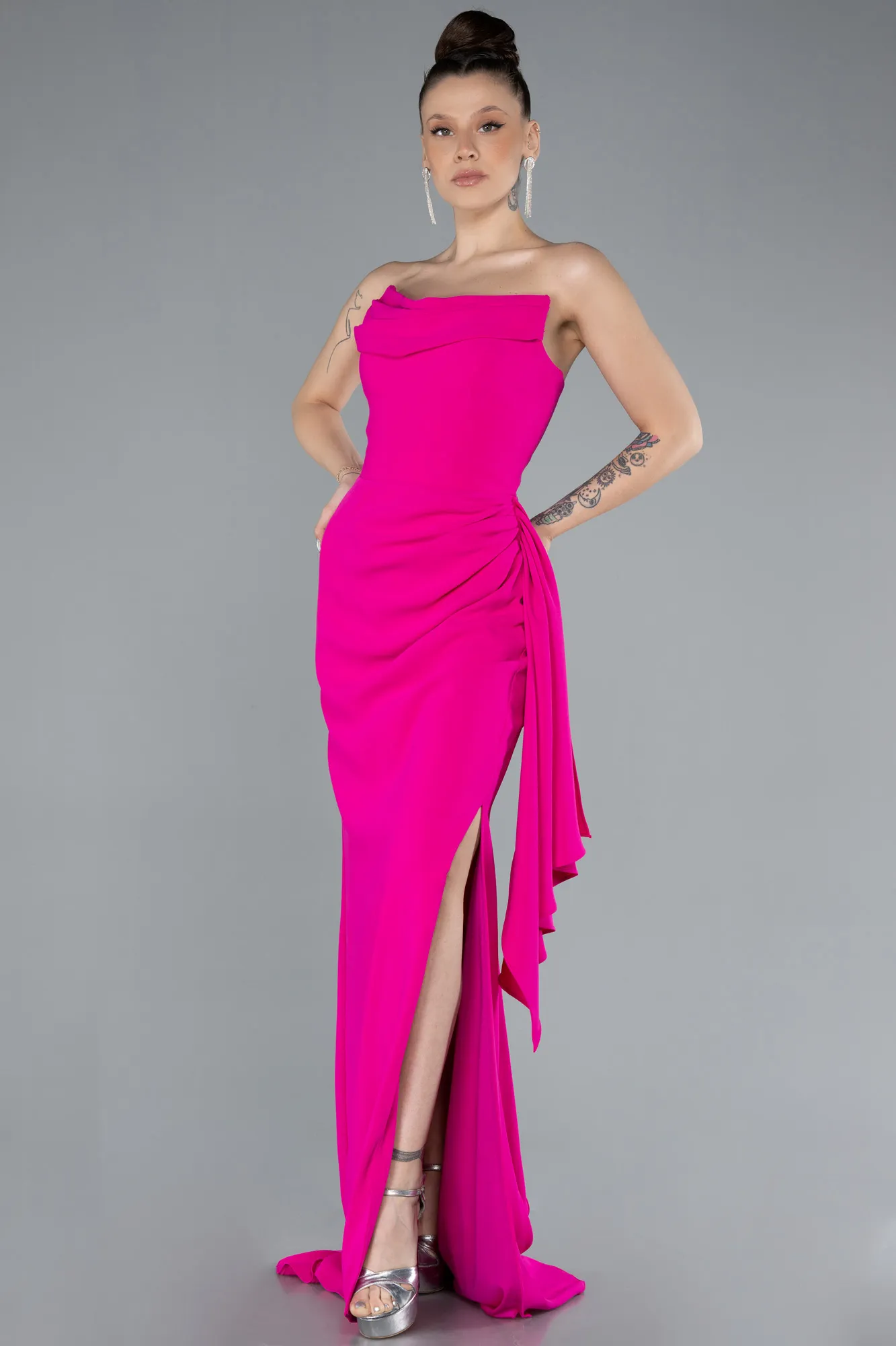 Fuchsia-Long Mermaid Evening Gown ABU4666