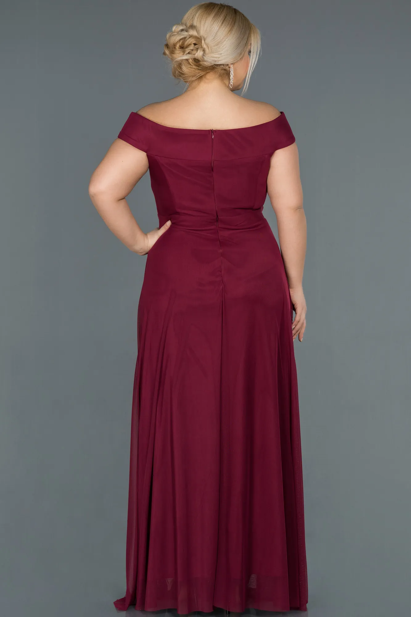 Fuchsia-Long Oversized Evening Dress ABU020