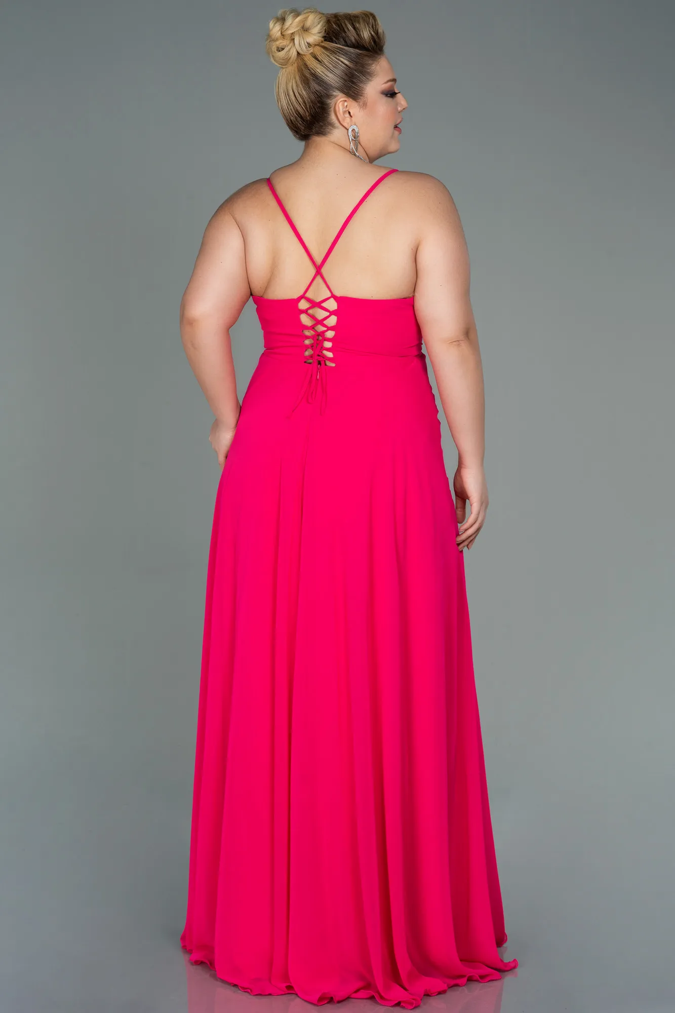 Fuchsia-Long Plus Size Evening Dress ABU1324