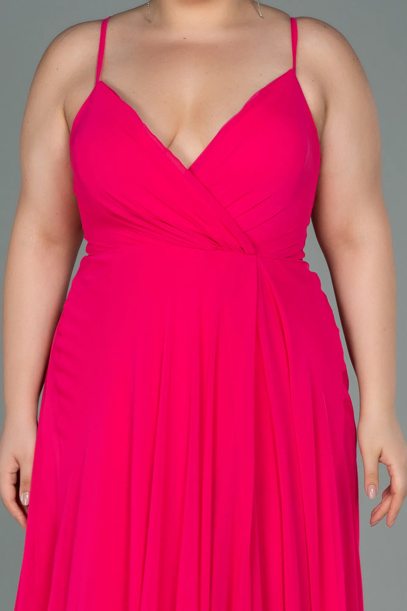 Fuchsia-Long Plus Size Evening Dress ABU1324