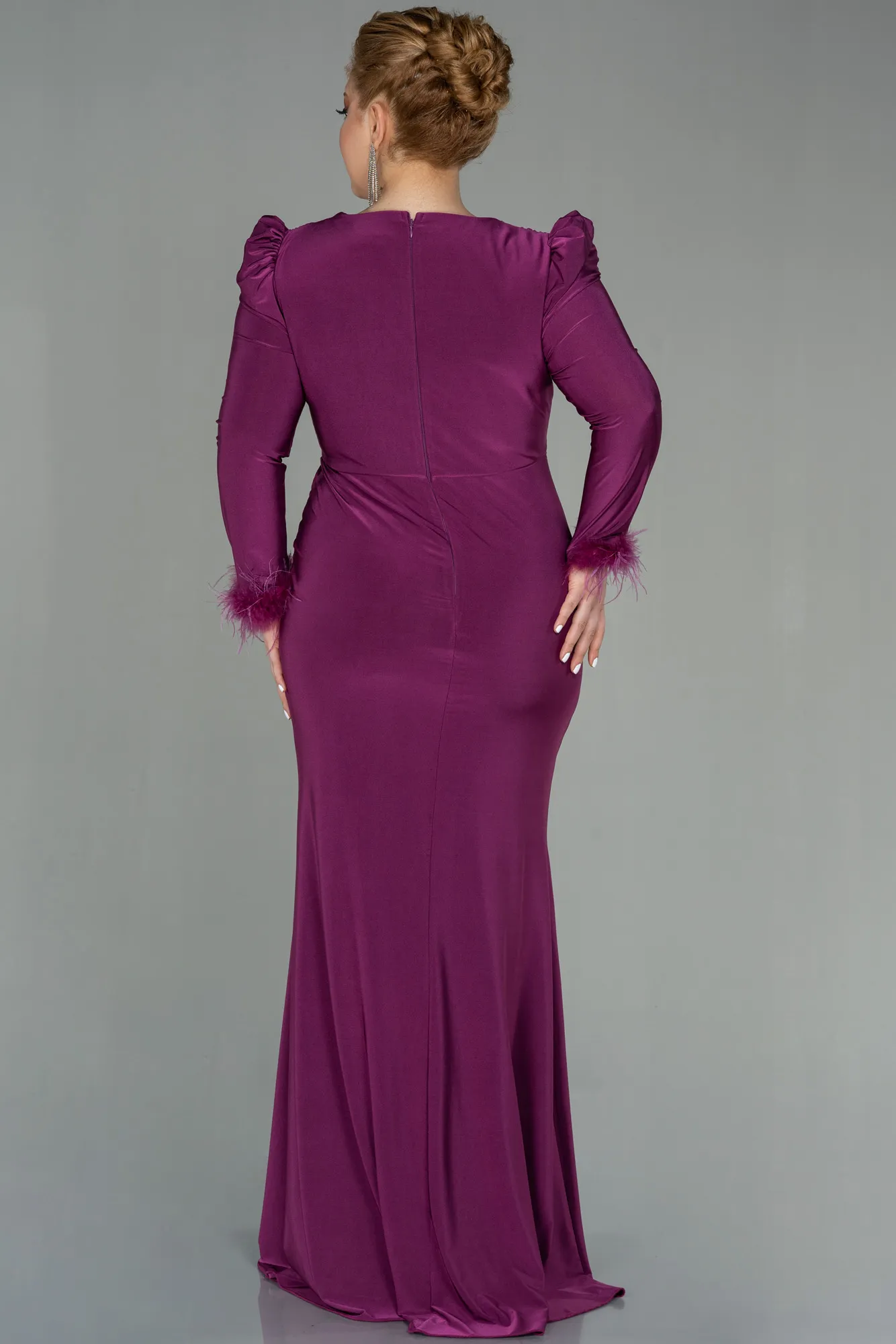Fuchsia-Long Plus Size Evening Dress ABU2832