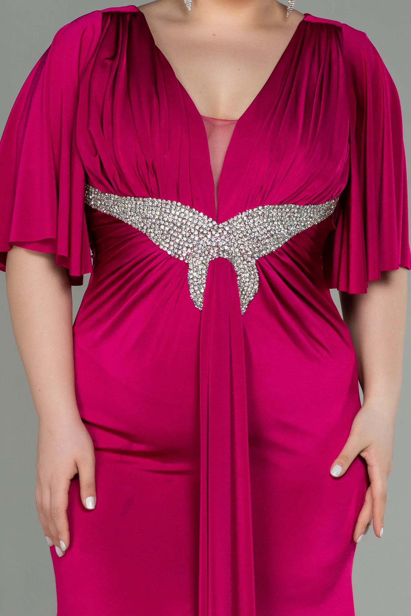 Fuchsia-Long Plus Size Evening Dress ABU3015