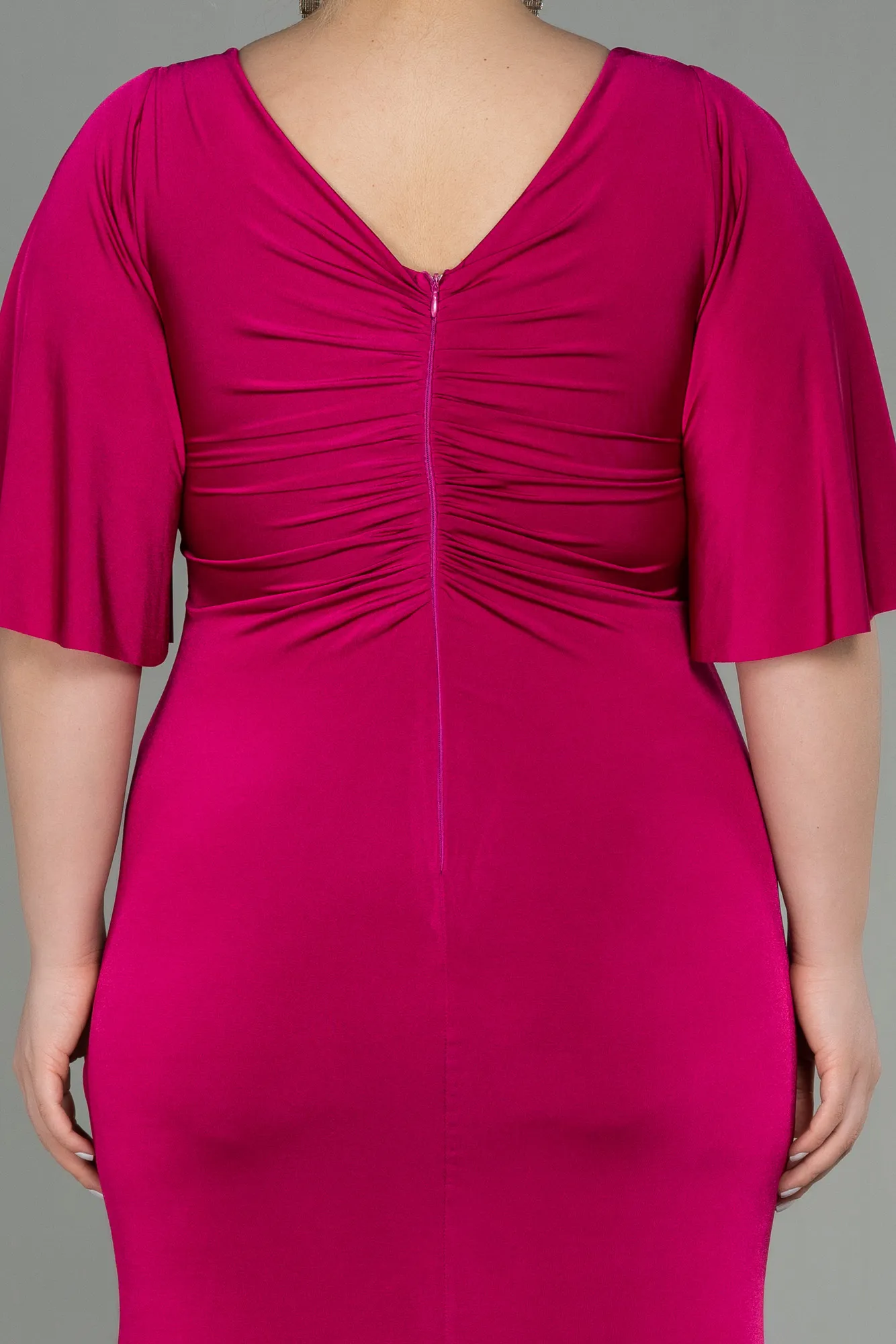 Fuchsia-Long Plus Size Evening Dress ABU3015