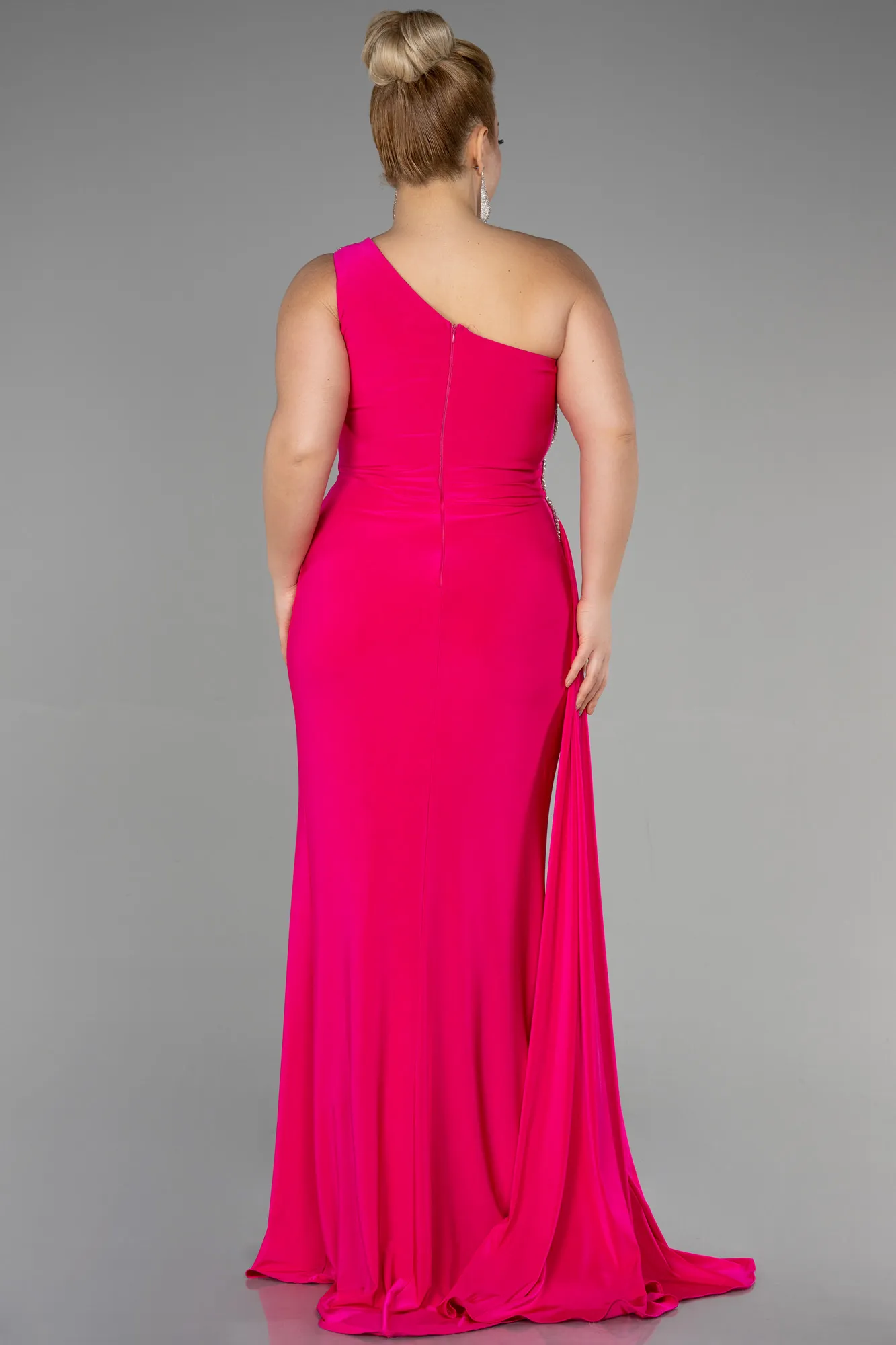 Fuchsia-Long Plus Size Evening Dress ABU3132