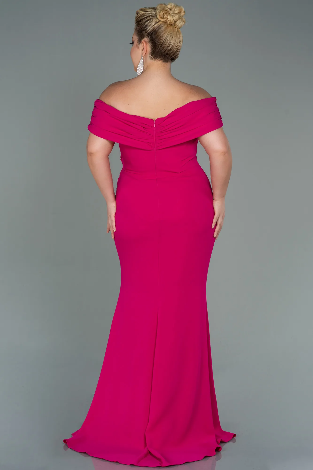 Fuchsia-Long Plus Size Evening Dress ABU3172