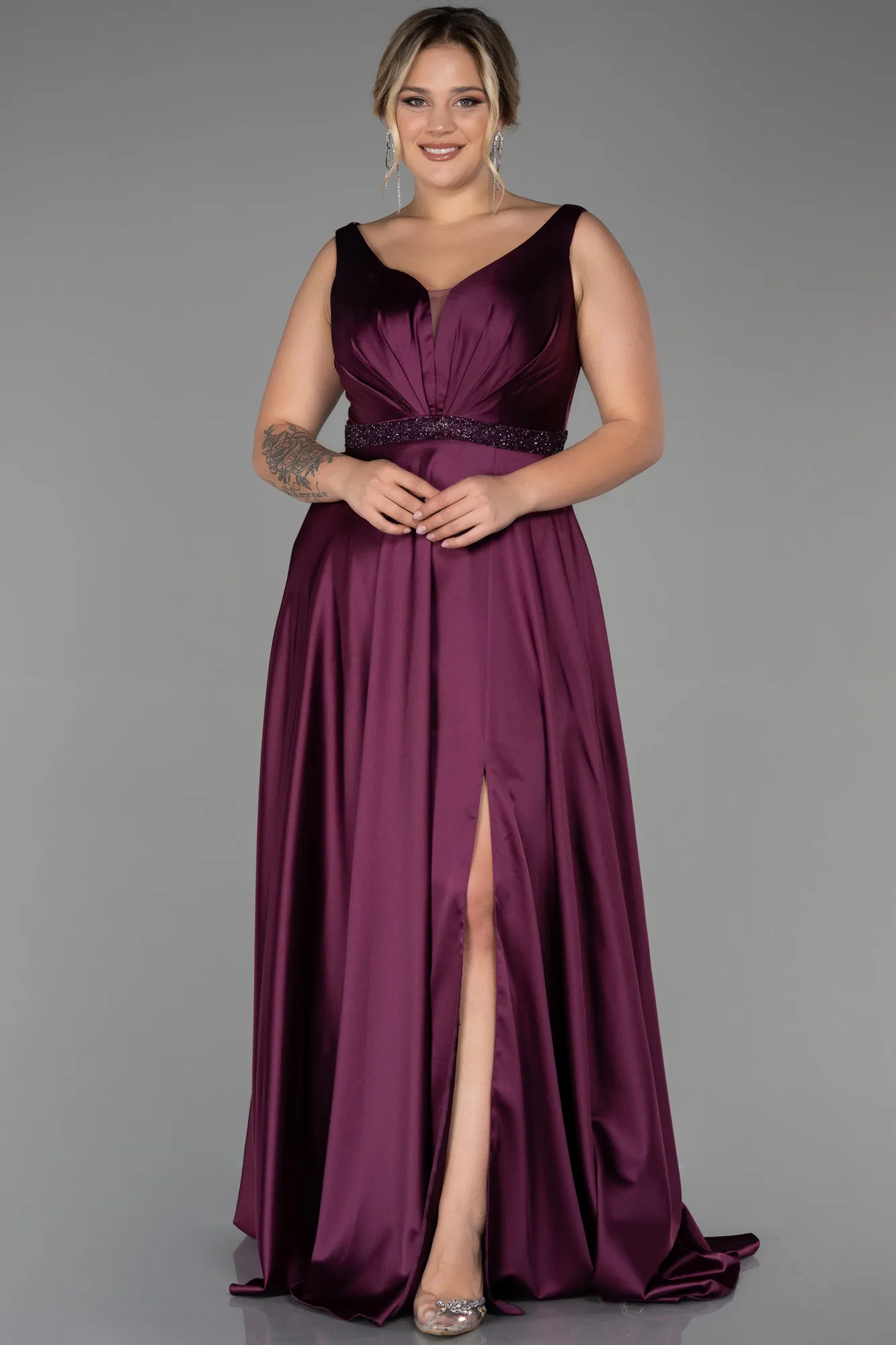 Fuchsia-Long Plus Size Evening Dress ABU3200