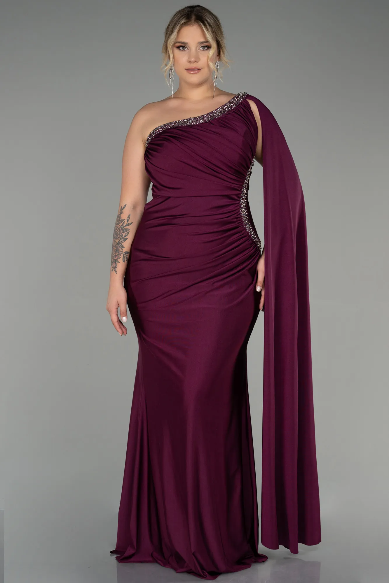 Fuchsia-Long Plus Size Evening Dress ABU3260