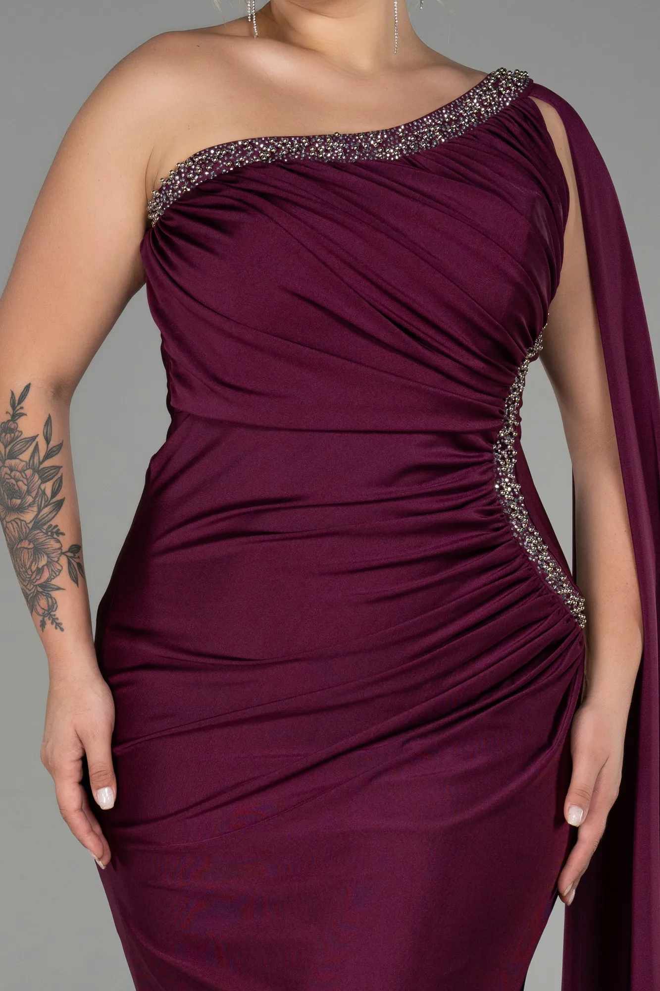 Fuchsia-Long Plus Size Evening Dress ABU3260