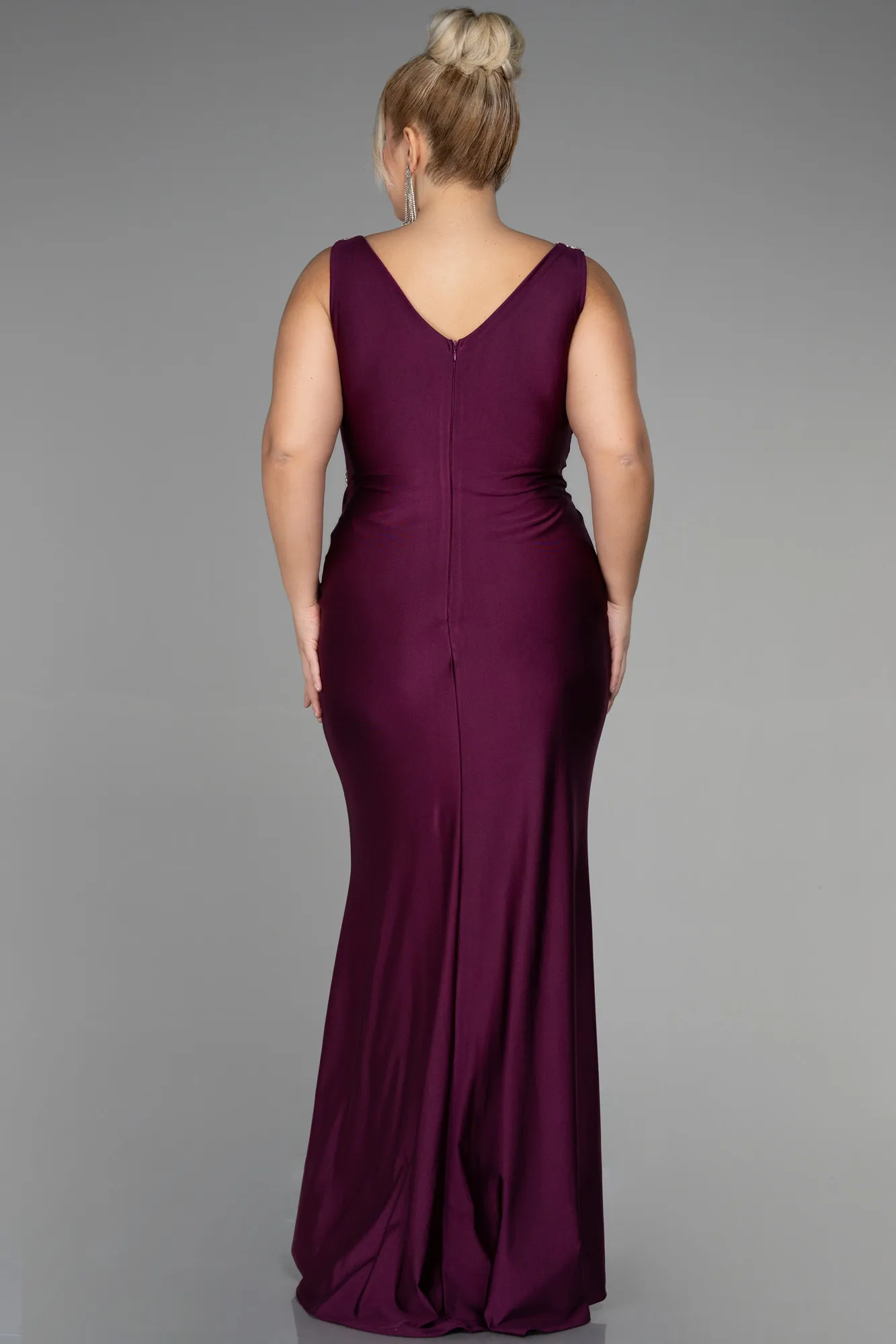 Fuchsia-Long Plus Size Evening Dress ABU3271