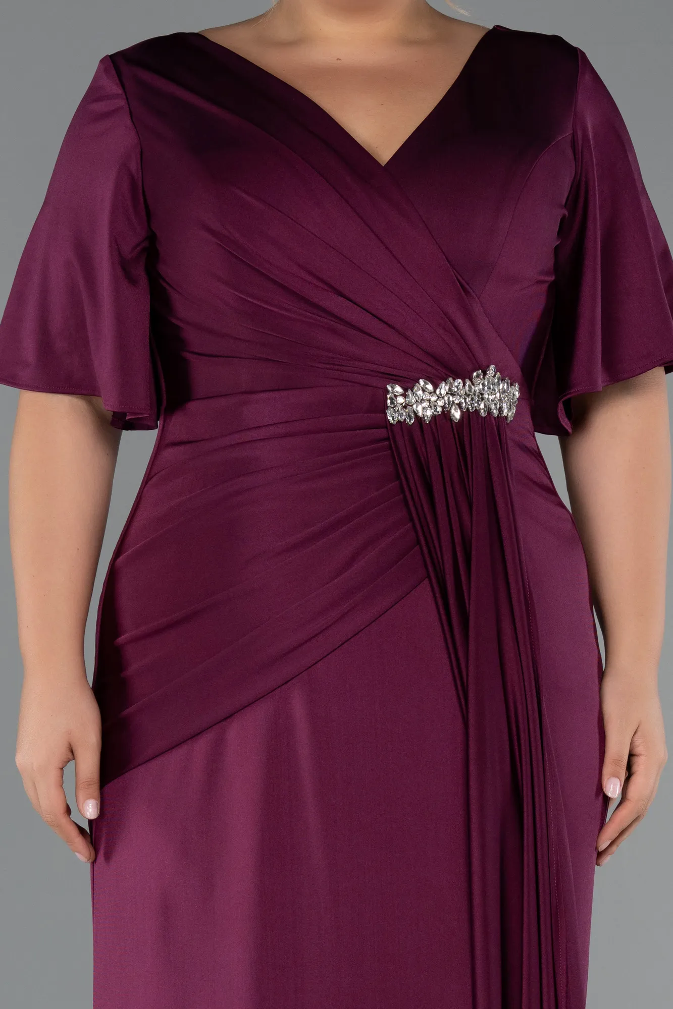 Fuchsia-Long Plus Size Evening Dress ABU5287