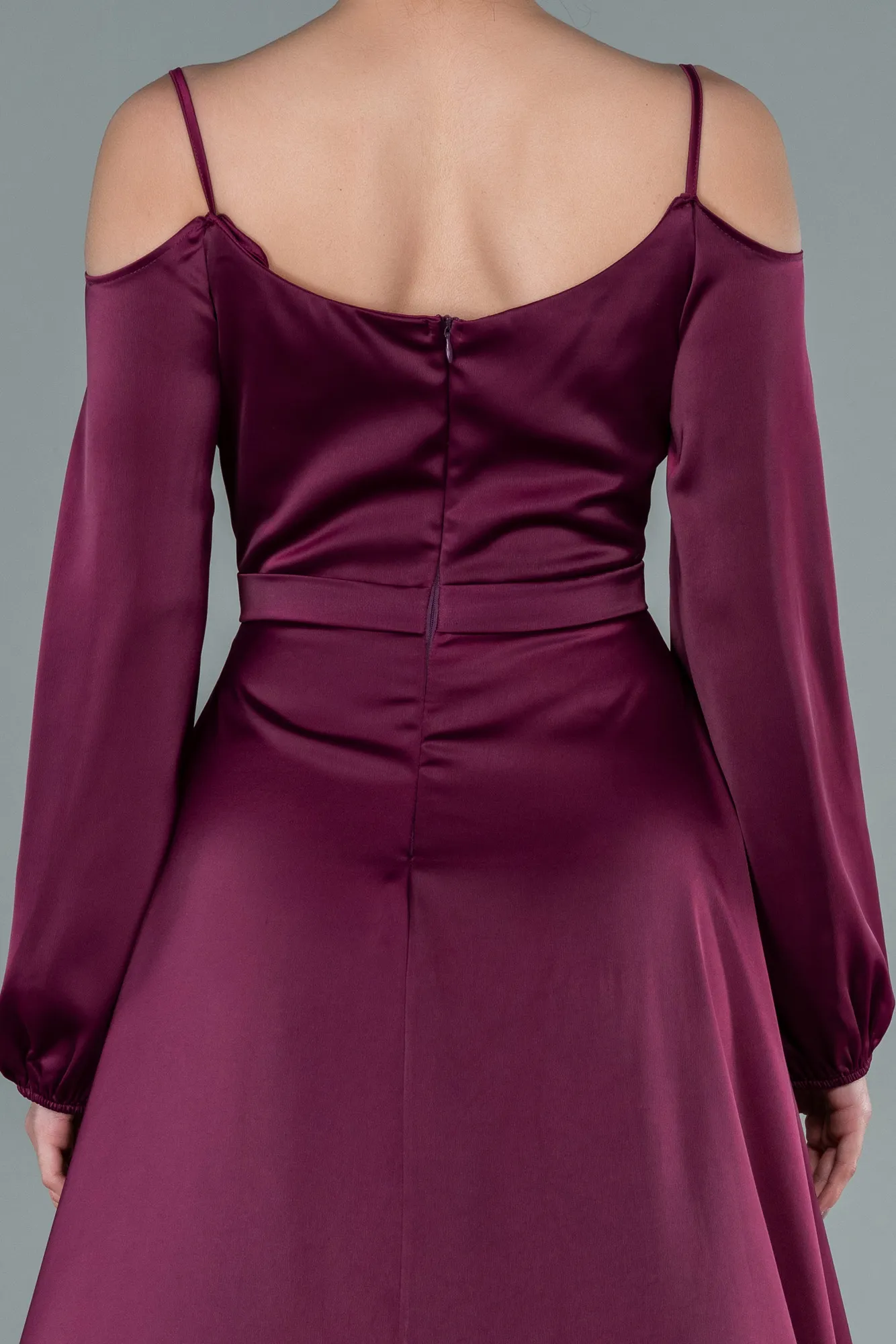 Fuchsia-Long Satin Evening Dress ABU2339