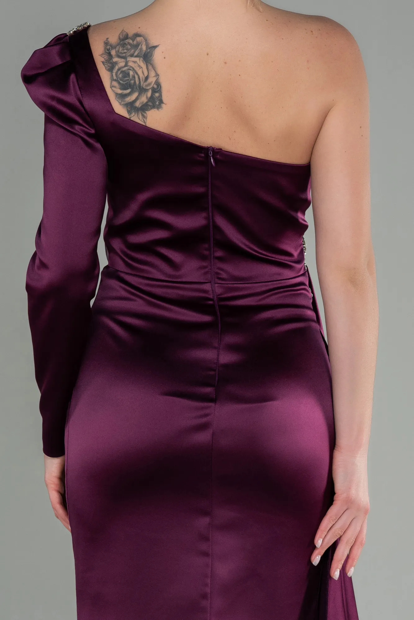 Fuchsia-Long Satin Evening Dress ABU2831