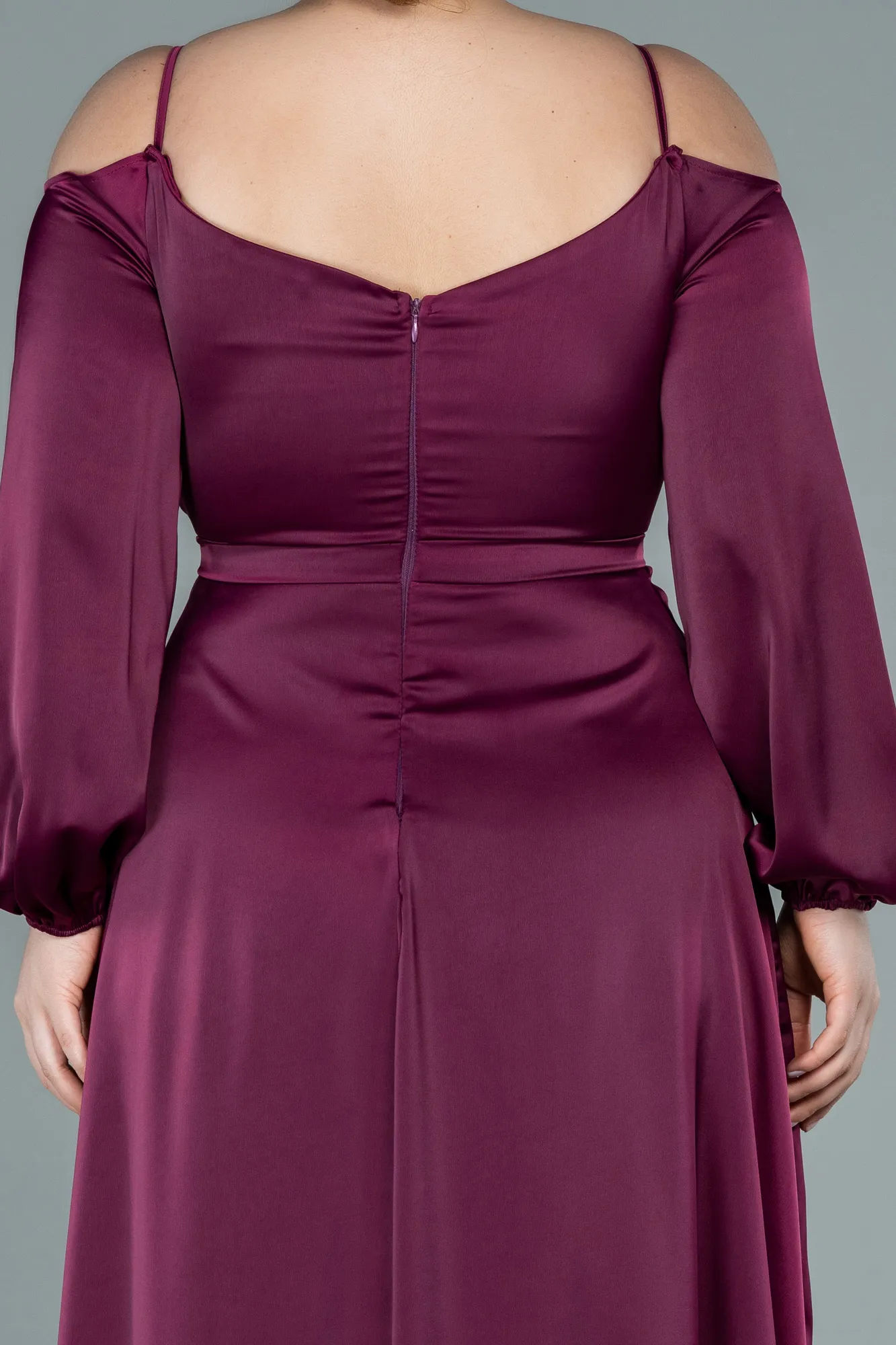 Fuchsia-Long Satin Plus Size Evening Dress ABU2358