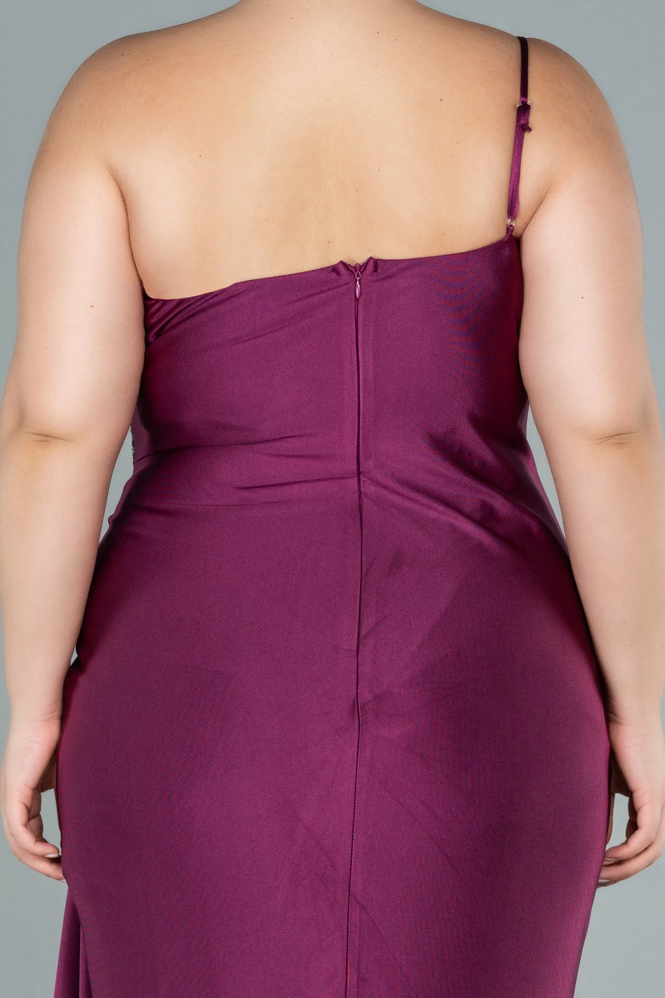 Fuchsia-Long Satin Plus Size Evening Dress ABU2532