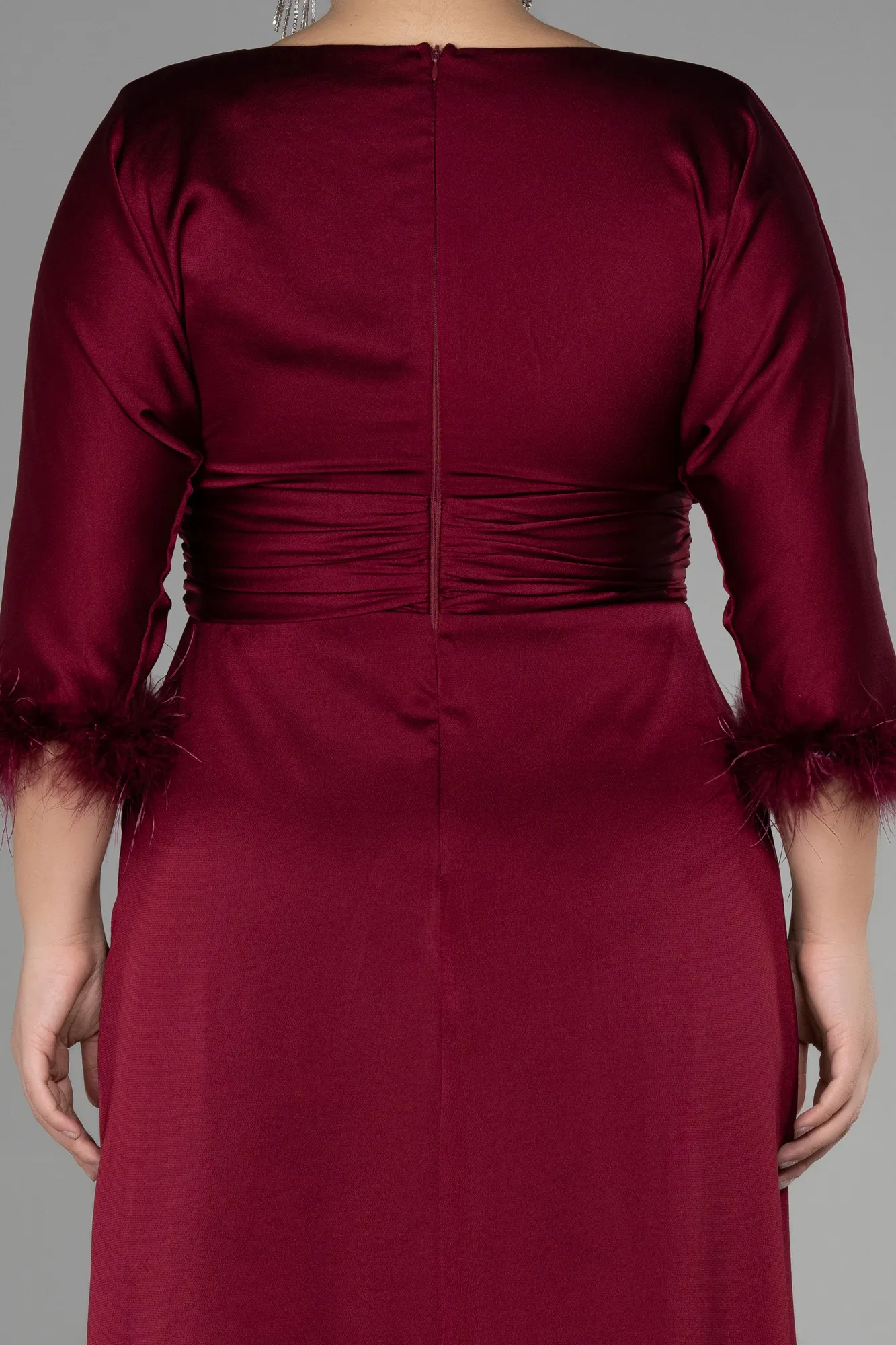 Fuchsia-Long Satin Plus Size Evening Dress ABU3367