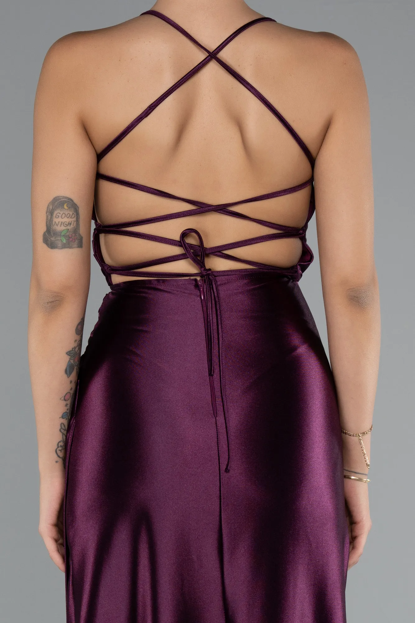 Fuchsia-Long Satin Prom Gown ABU2800