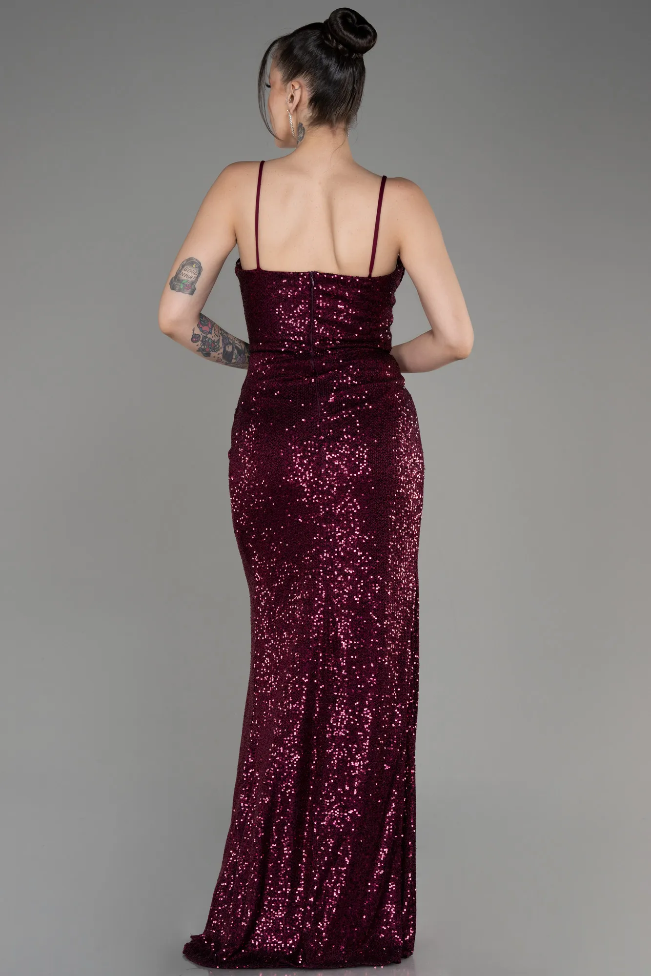 Fuchsia-Long Scaly Evening Dress ABU3246