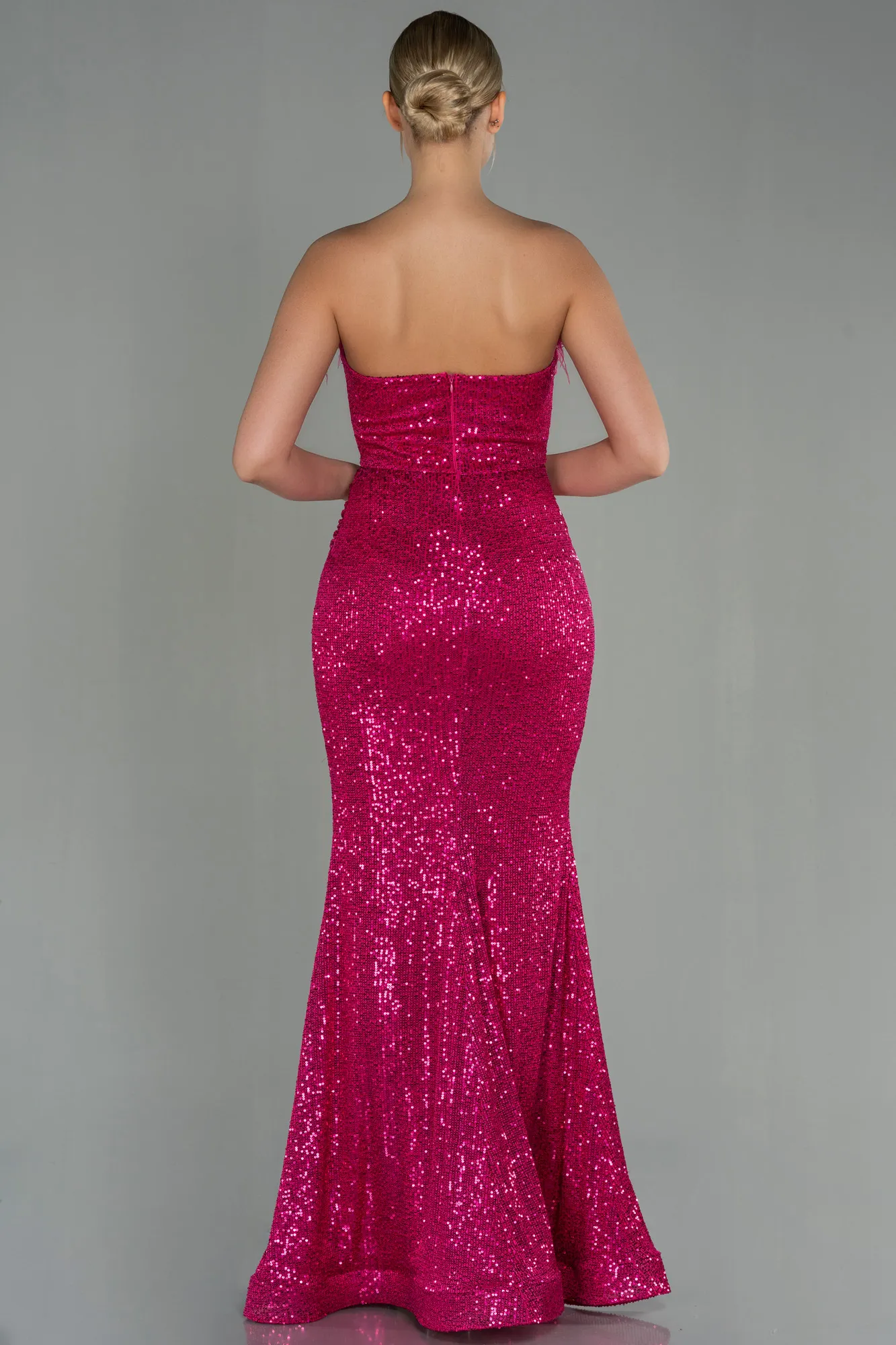 Fuchsia-Long Scaly Mermaid Evening Dress ABU3071