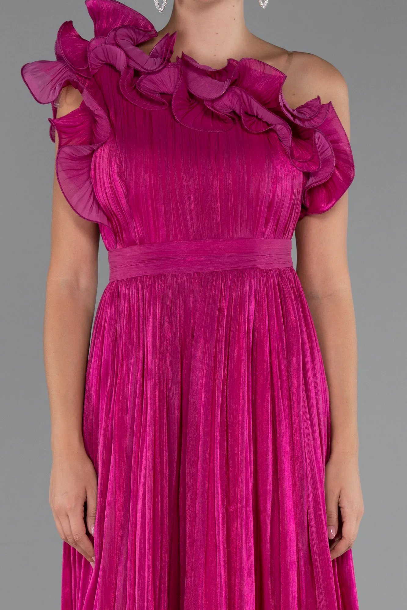 Fuchsia-Midi Chiffon Cocktail Dress ABK2434
