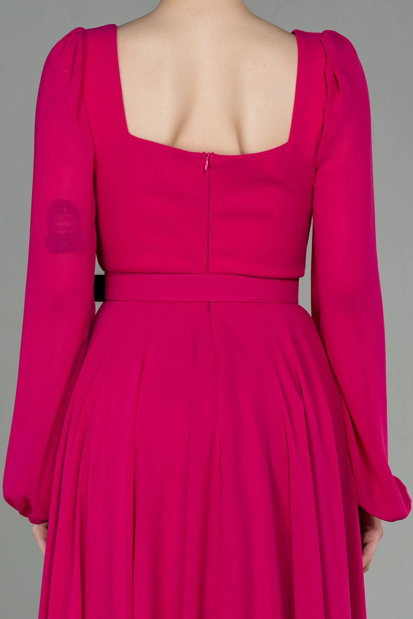 Fuchsia-Midi Chiffon Invitation Dress ABK1441