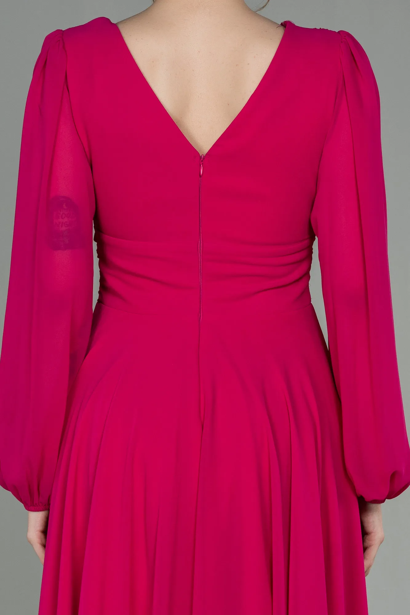 Fuchsia-Midi Chiffon Invitation Dress ABK1667