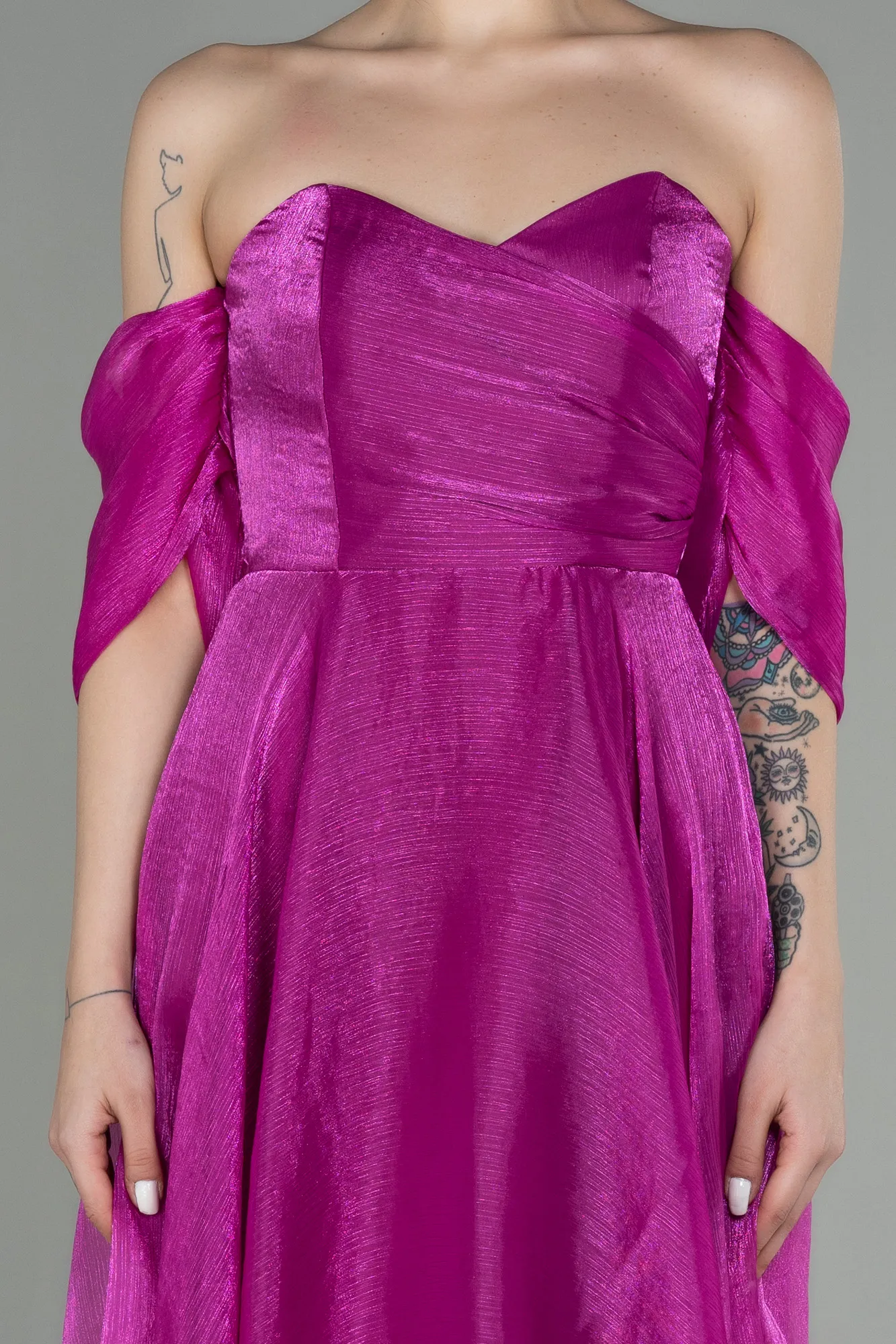 Fuchsia-Midi Evening Dress ABK1850