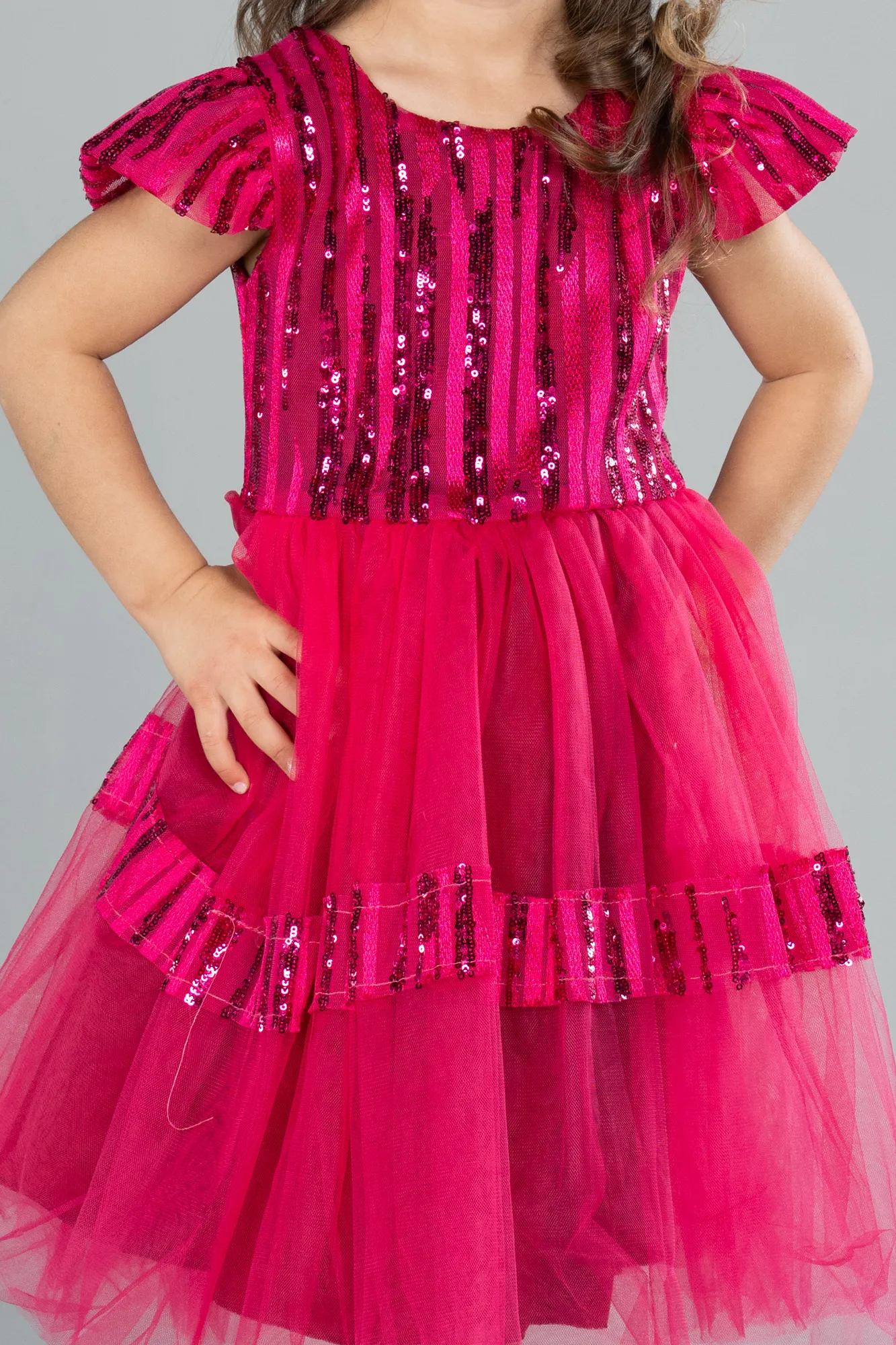 Fuchsia-Midi Girl Dress ABK2301