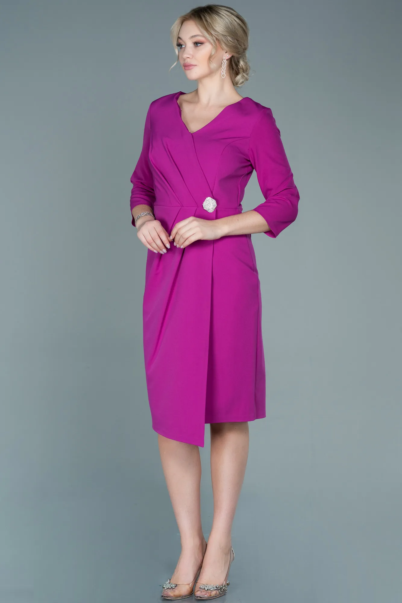 Fuchsia-Midi Invitation Dress ABK1354