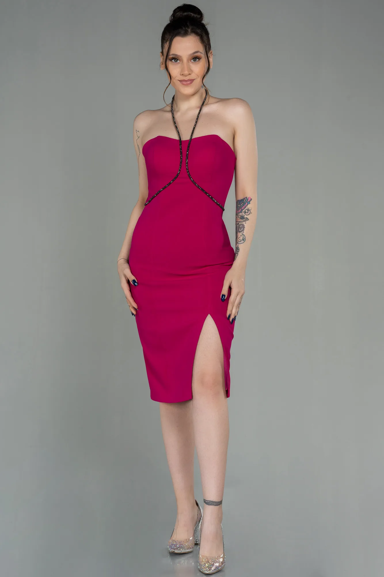 Fuchsia-Midi Invitation Dress ABK1709