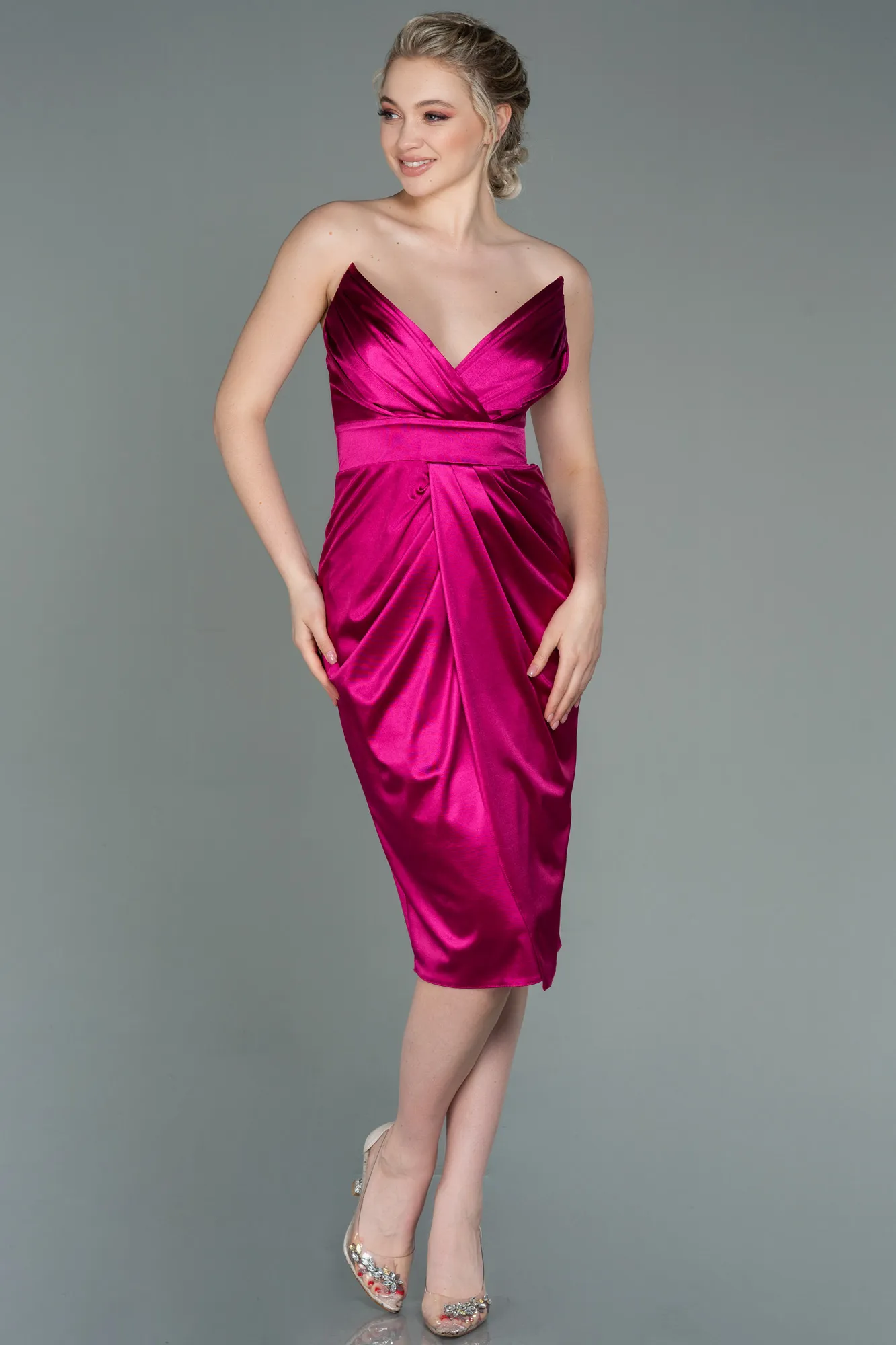 Fuchsia-Midi Invitation Dress ABK1732