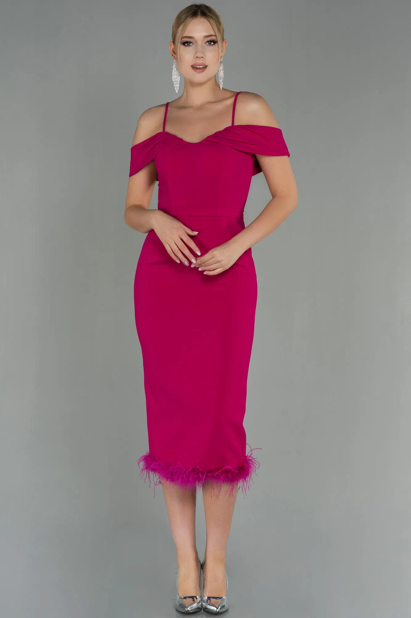 Fuchsia-Midi Invitation Dress ABU3062