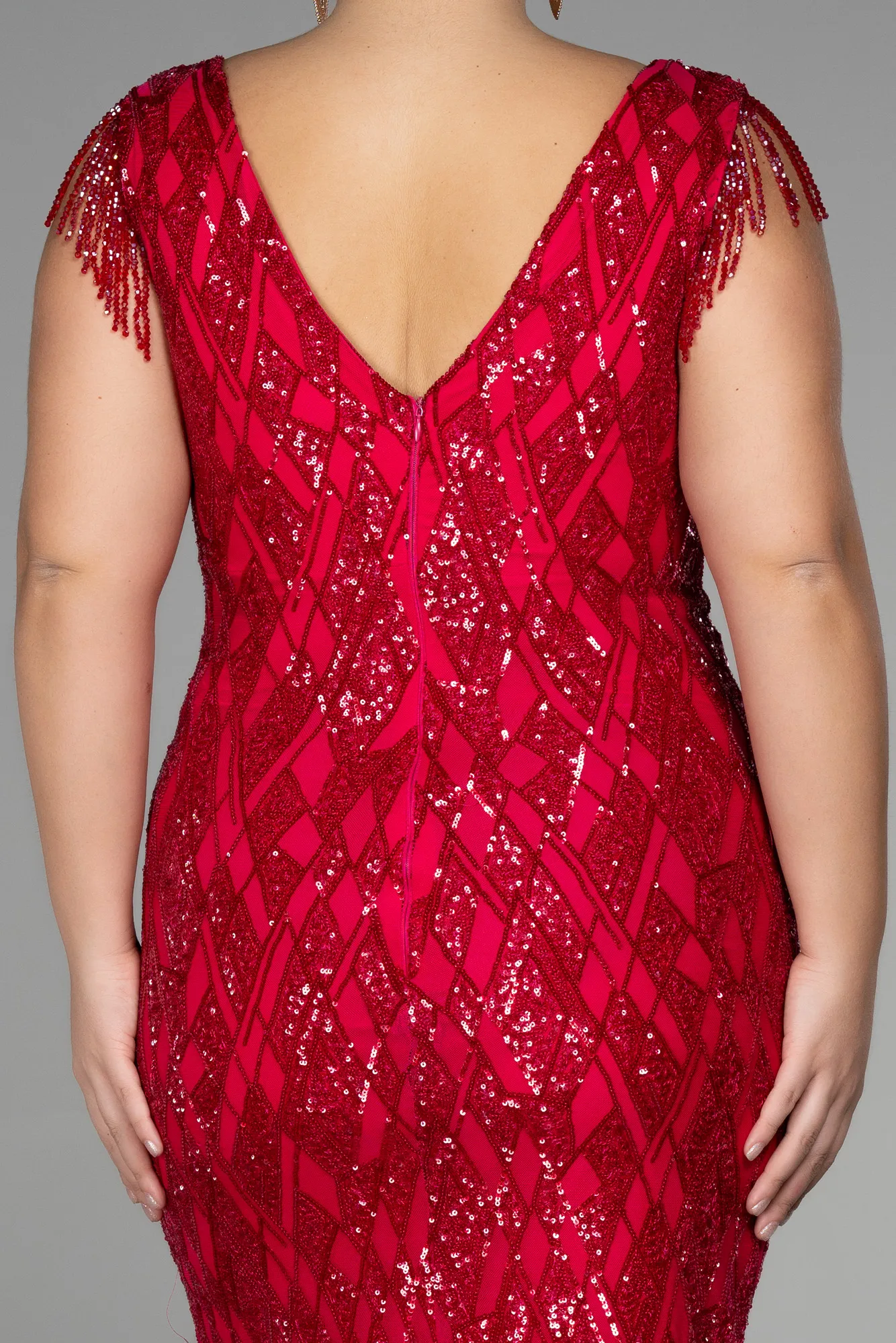 Fuchsia-Midi Plus Size Invitation Dress ABK1873